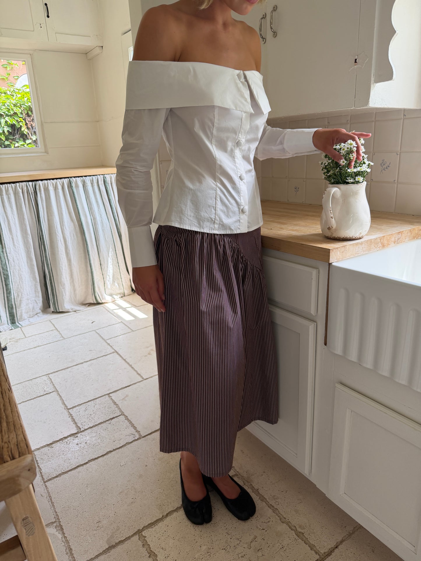 Maeve Midi Skirt - Saddle Stripe
