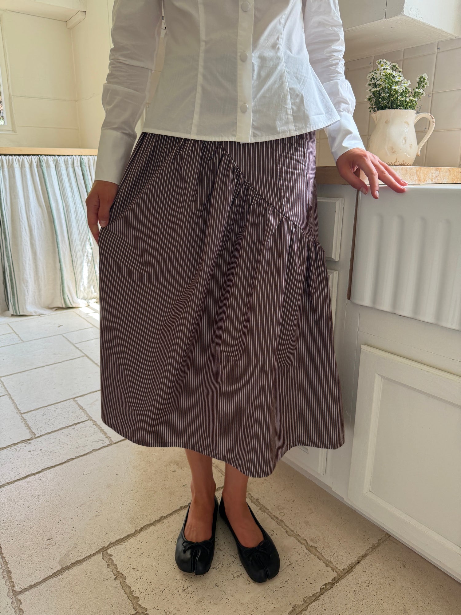 Maeve Midi Skirt - Saddle Stripe