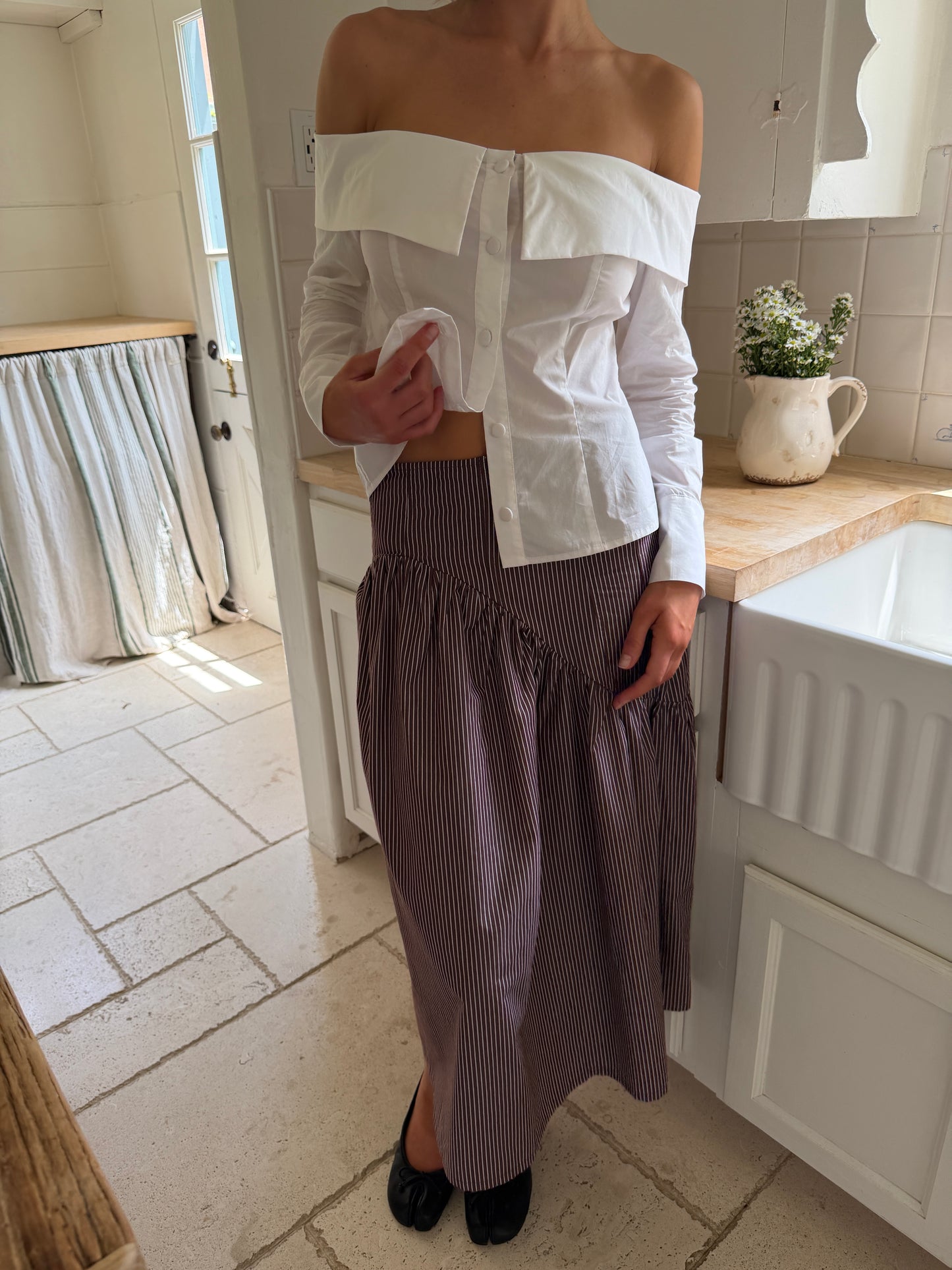 Maeve Midi Skirt - Saddle Stripe