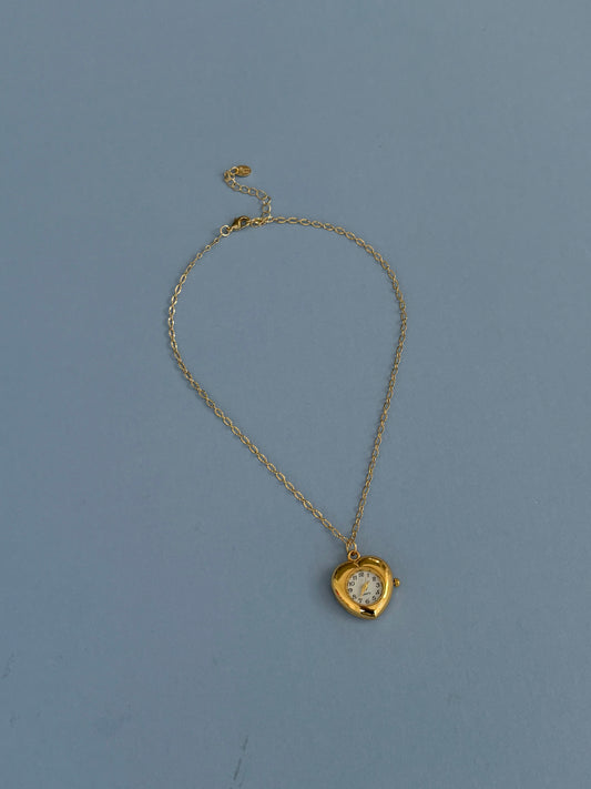 5 Min Away Watch Necklace - Gold