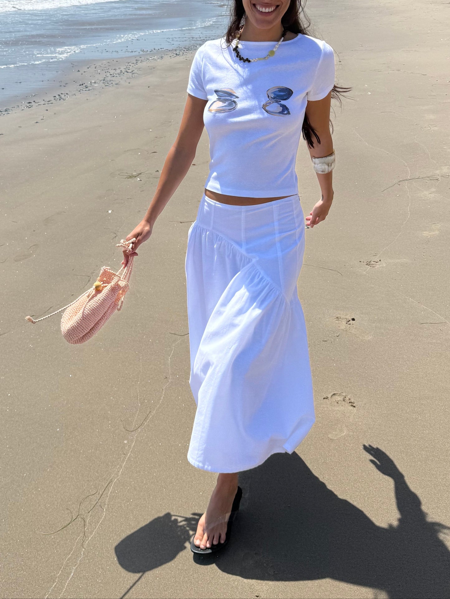 Maeve Midi Skirt - White Linen