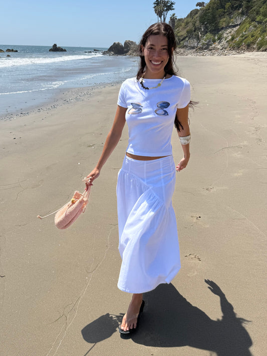 Maeve Midi Skirt - White Linen