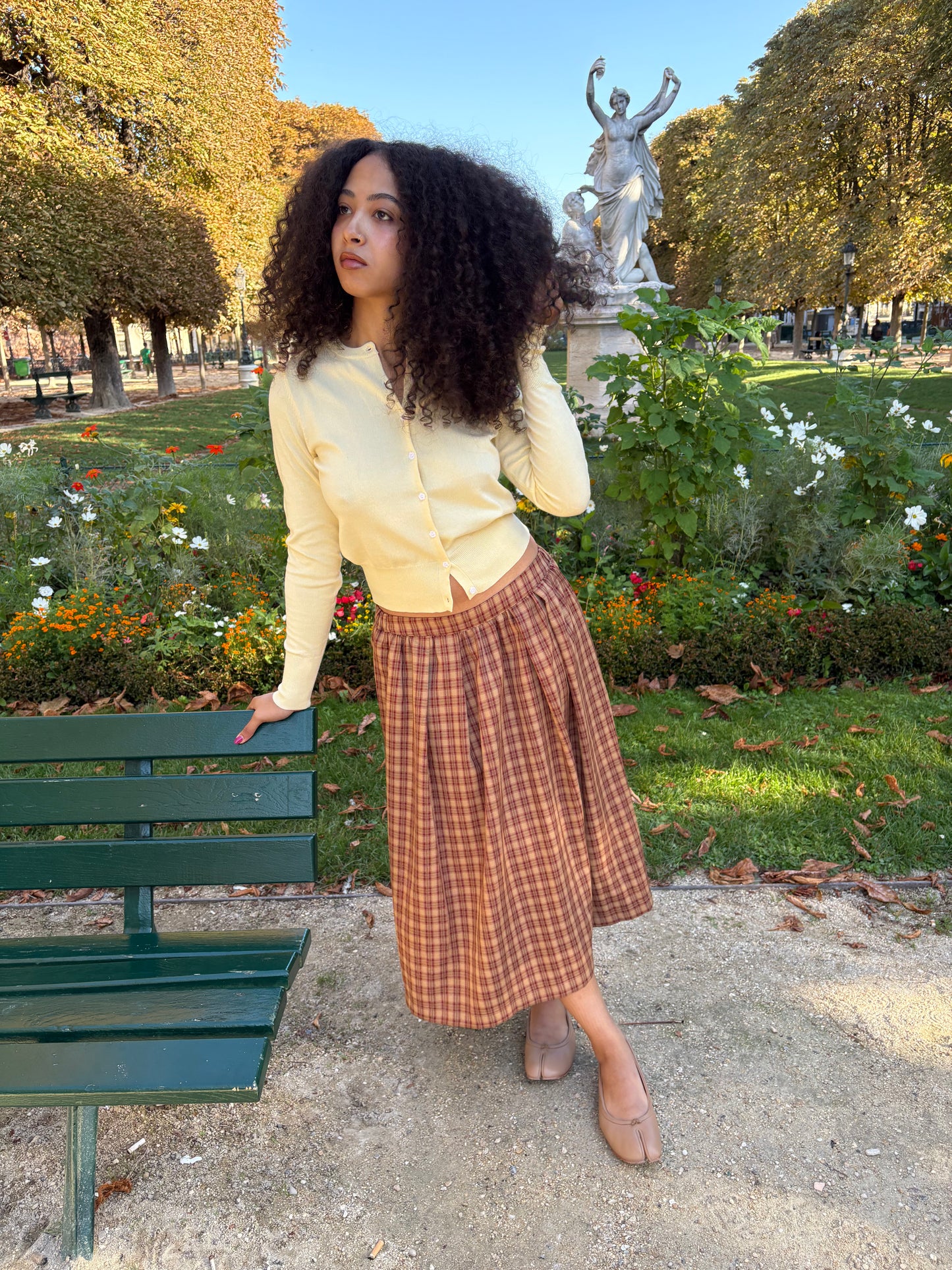 Irene Midi Skirt - Brown Plaid