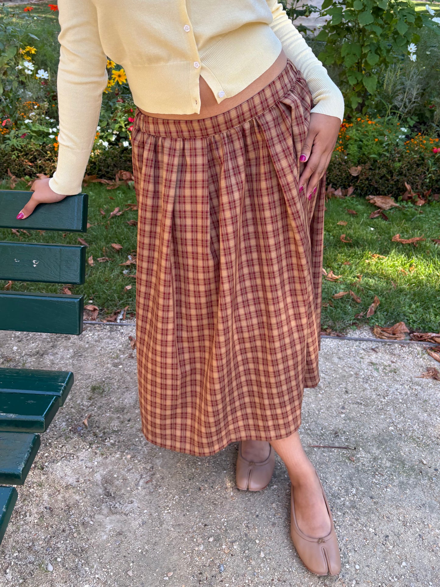 Irene Midi Skirt - Brown Plaid