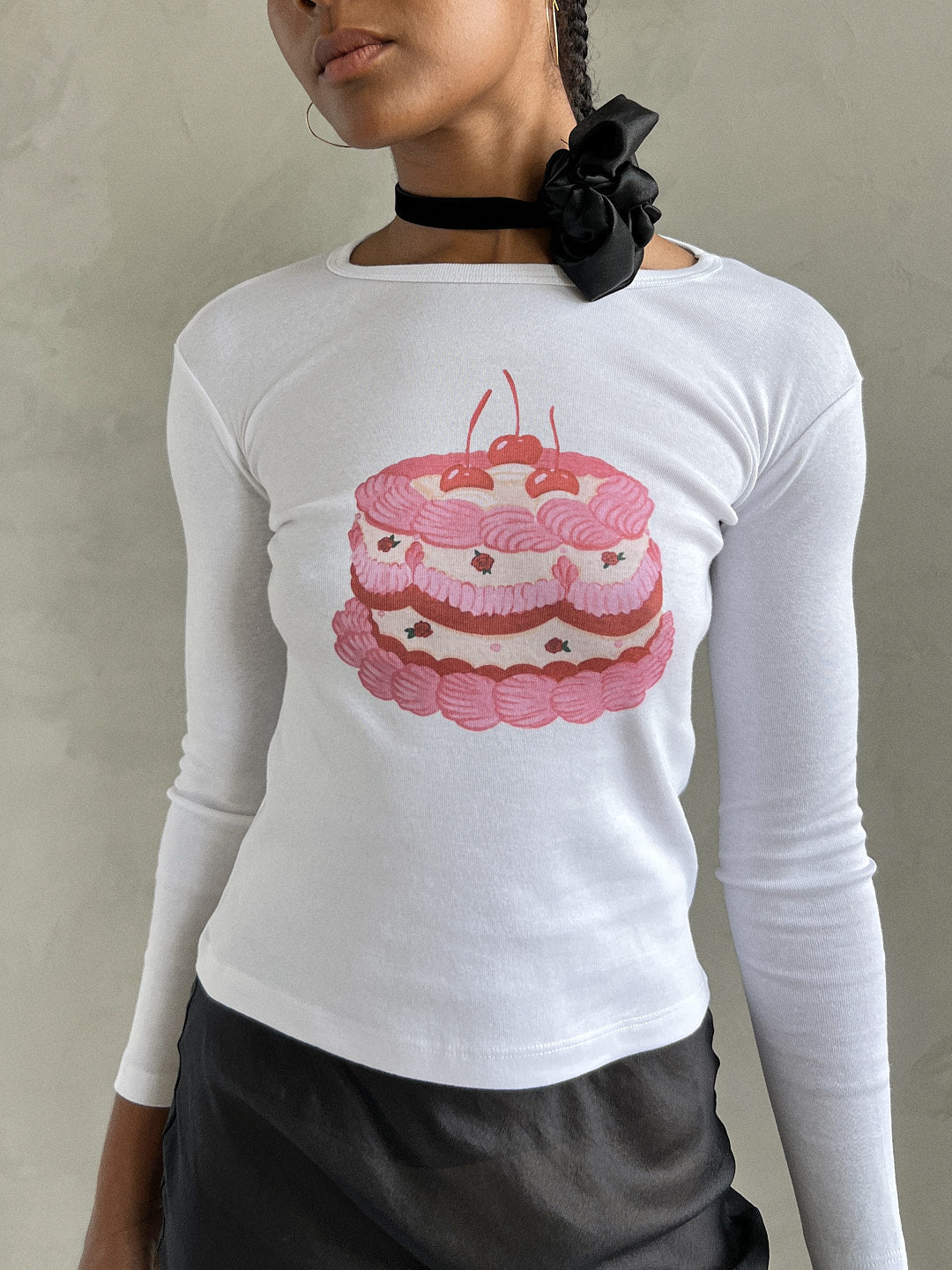 Dana Long Sleeve Tee - White/Cake