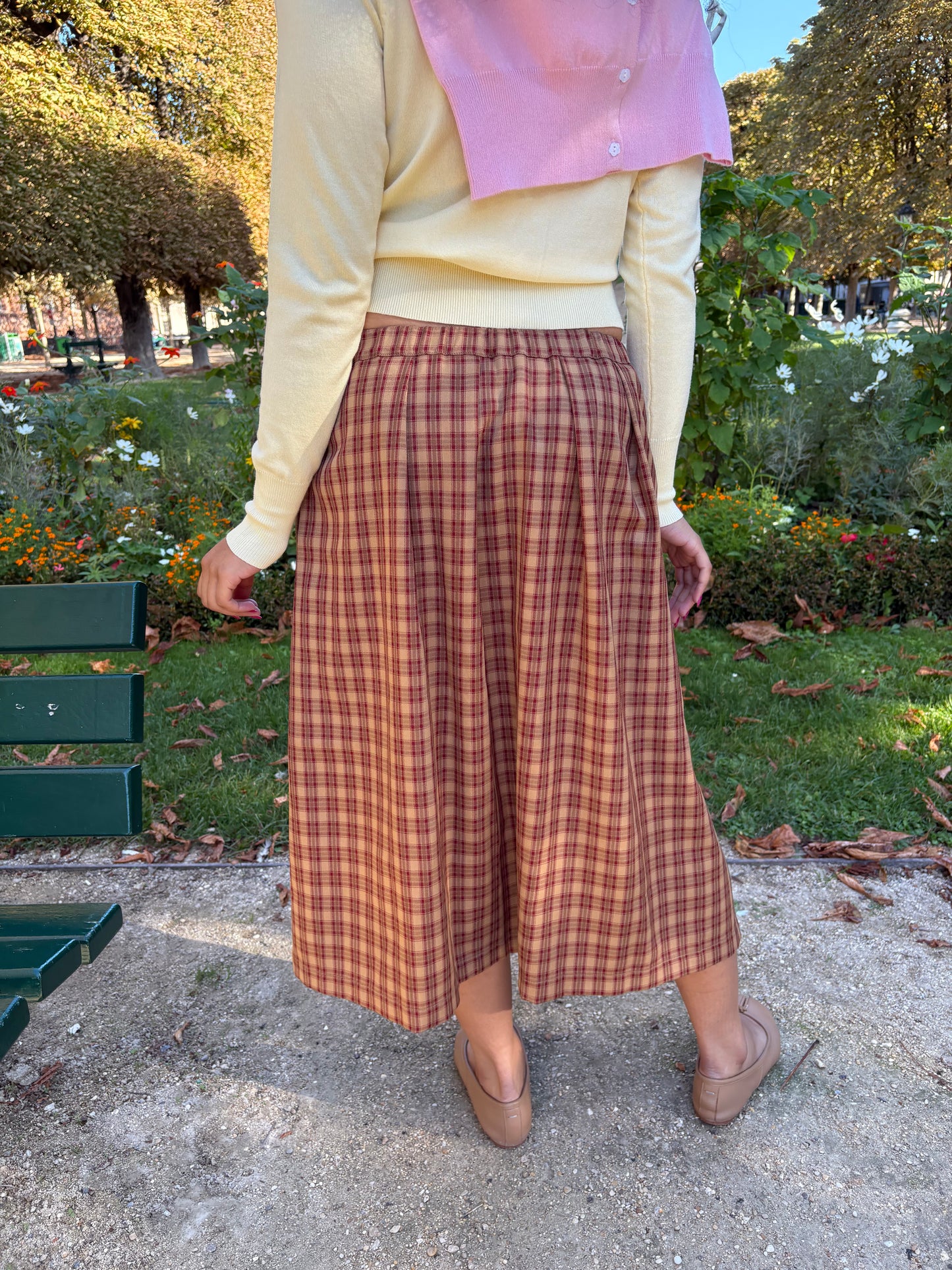 Irene Midi Skirt - Brown Plaid