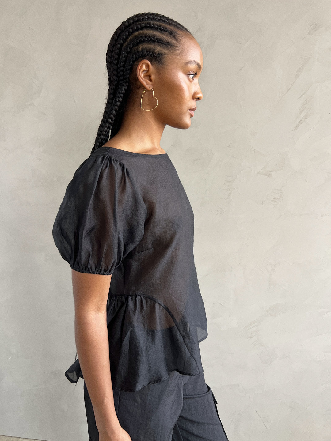 Petra Blouse - Black Organza