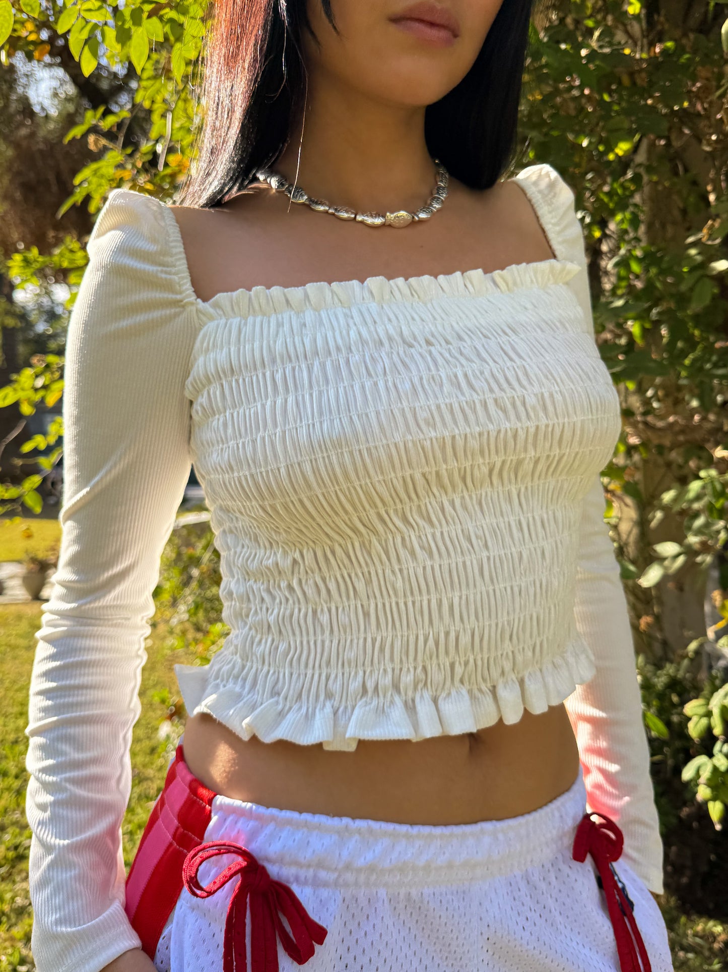 Sophie Smocked Longsleeve - Ivory