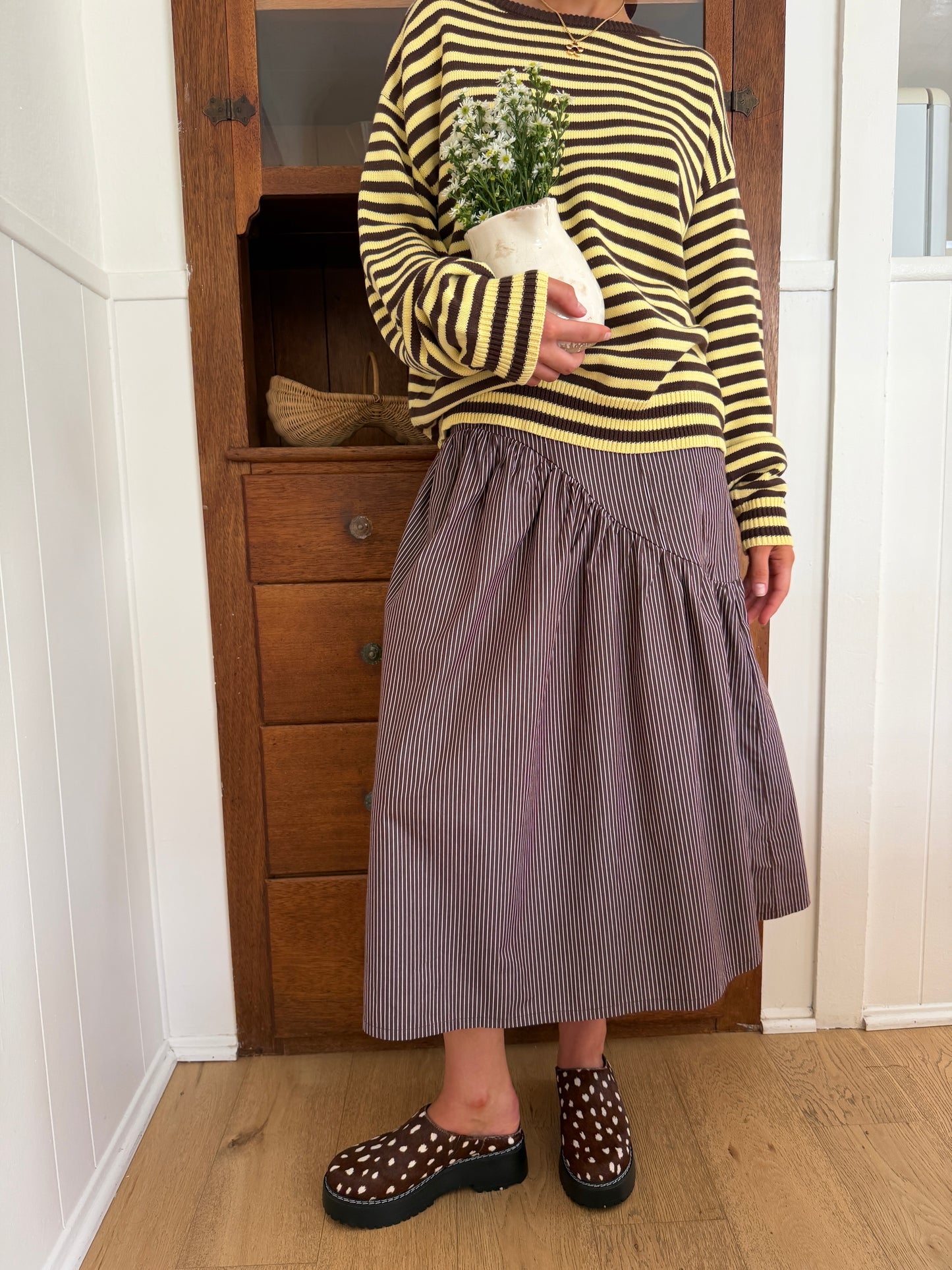 Maeve Midi Skirt - Saddle Stripe