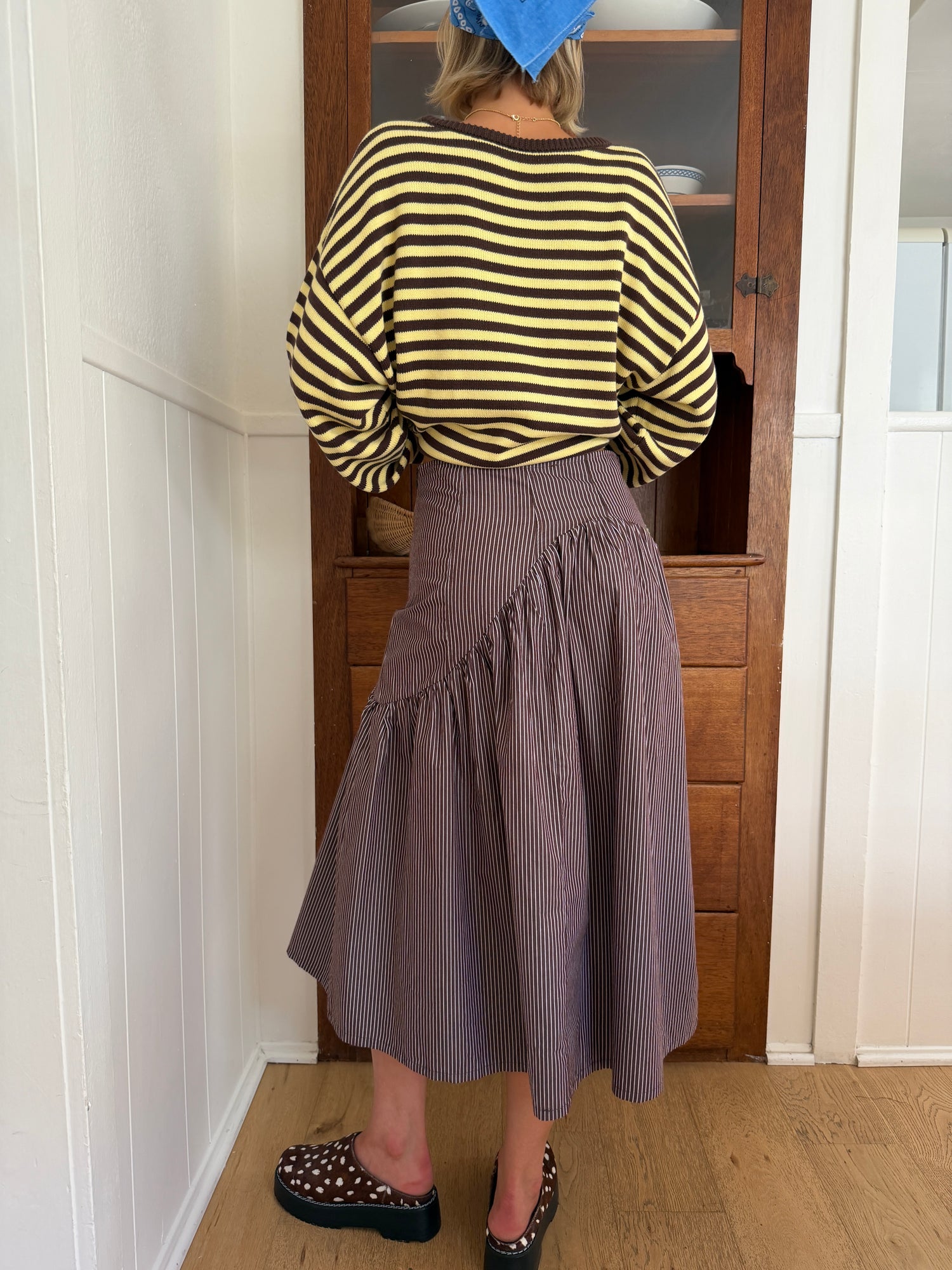 Maeve Midi Skirt - Saddle Stripe