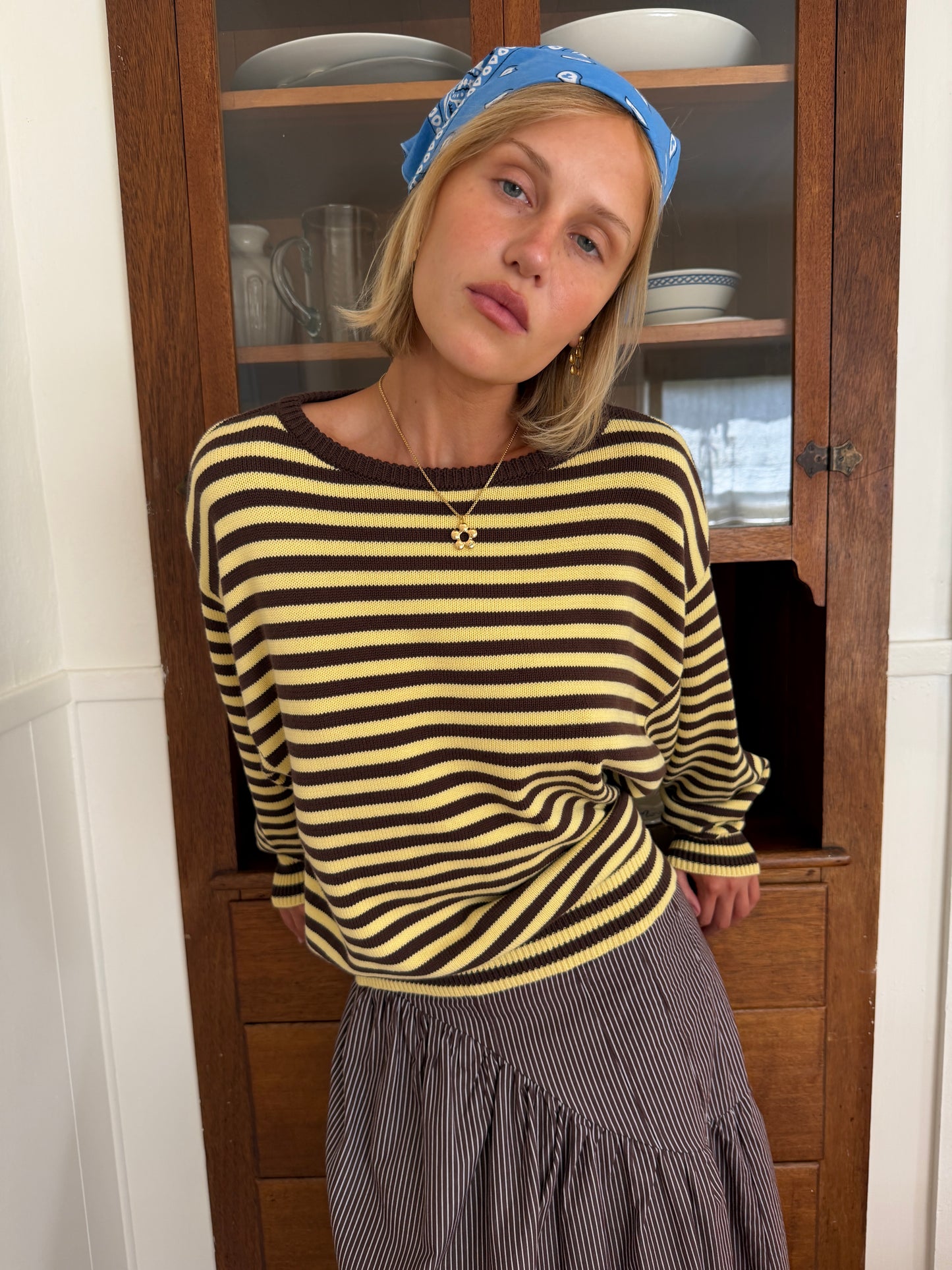 "I Can't Believe it's Not Vintage" Crewneck - Golden Stripe