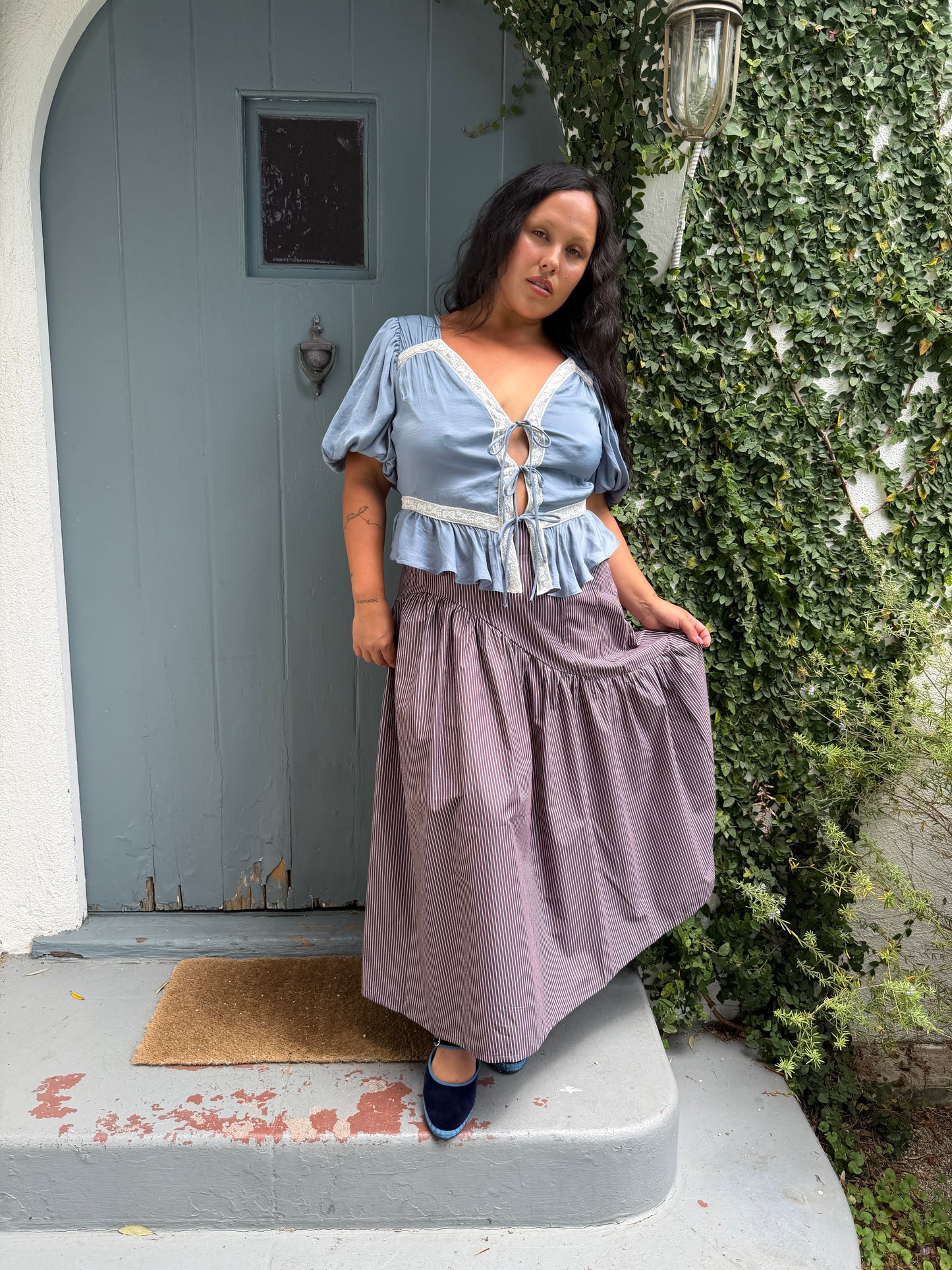 Maeve Midi Skirt - Saddle Stripe