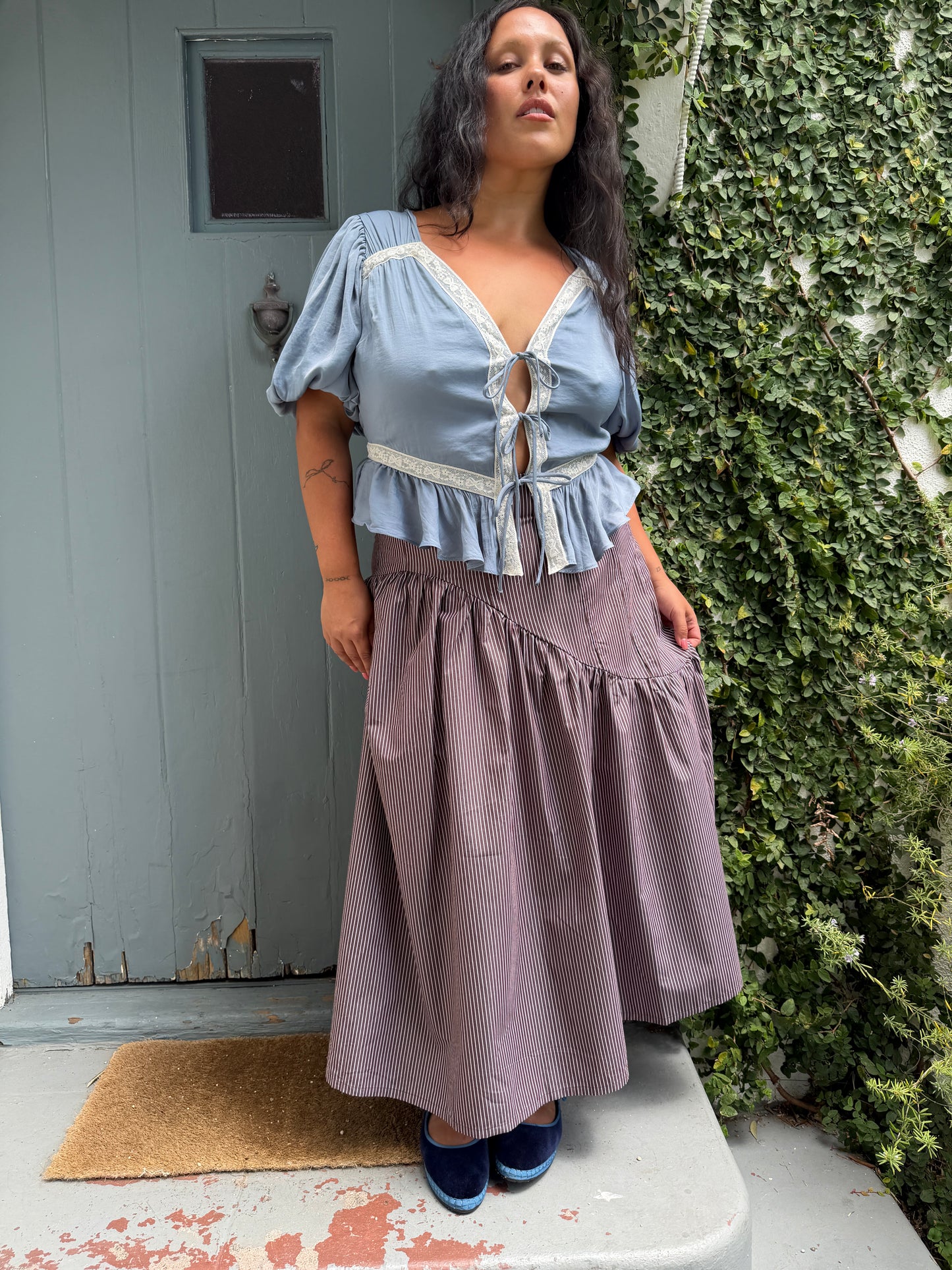 Maeve Midi Skirt - Saddle Stripe