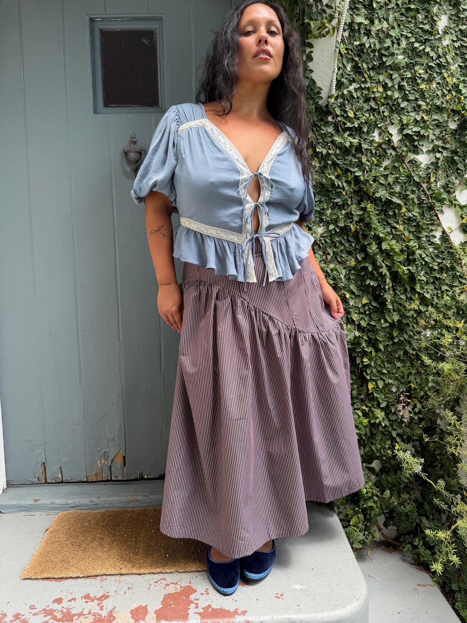 Maeve Midi Skirt - Saddle Stripe