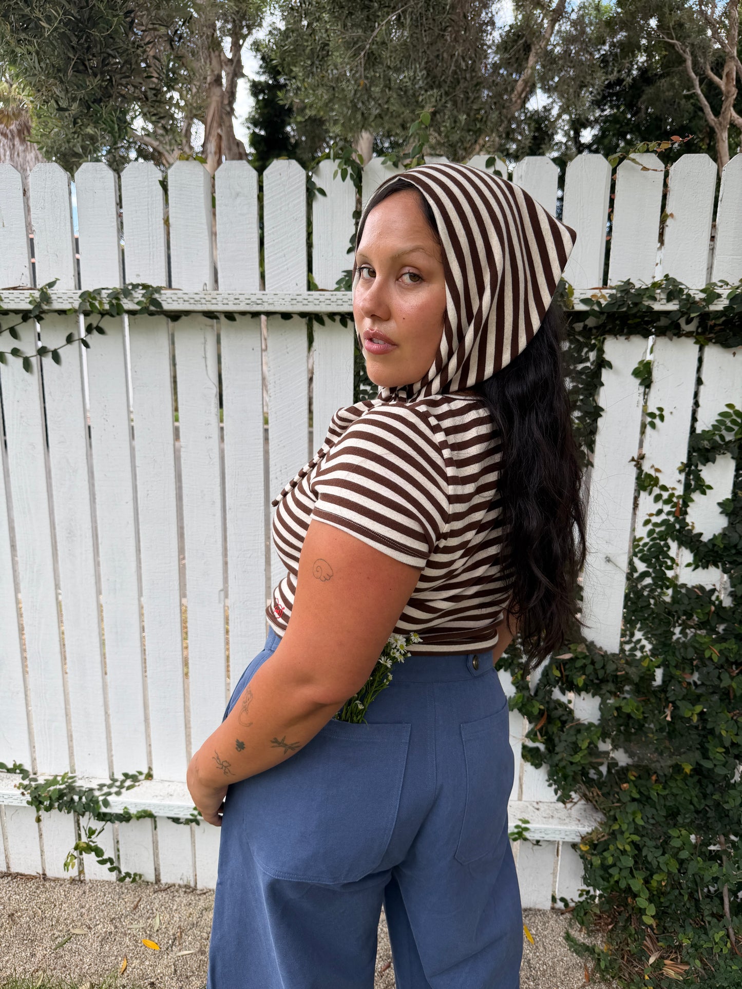 Jude Handkerchief Top - Chocolate Stripe