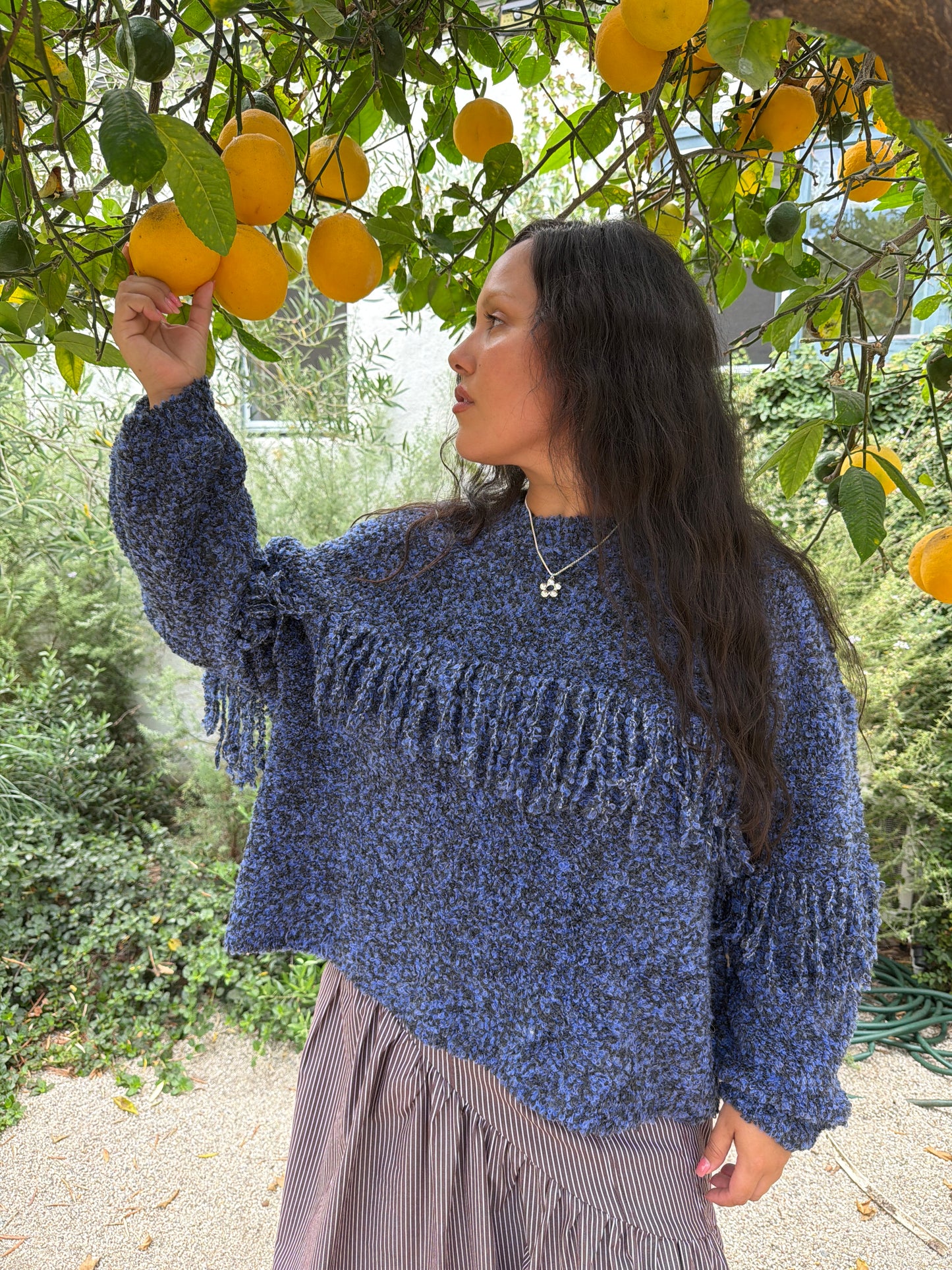 Rowena Fringe Sweater - Salt & Pepper