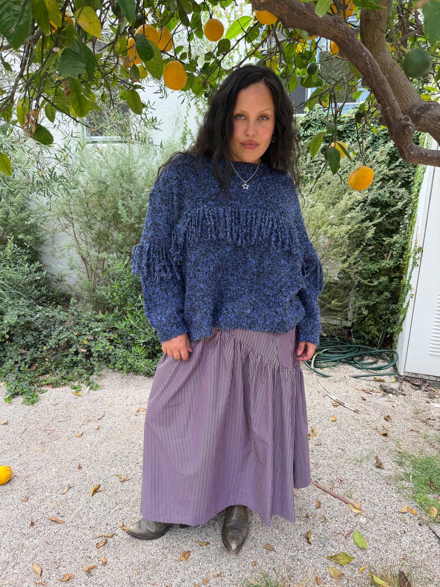 Rowena Fringe Sweater - Salt & Pepper
