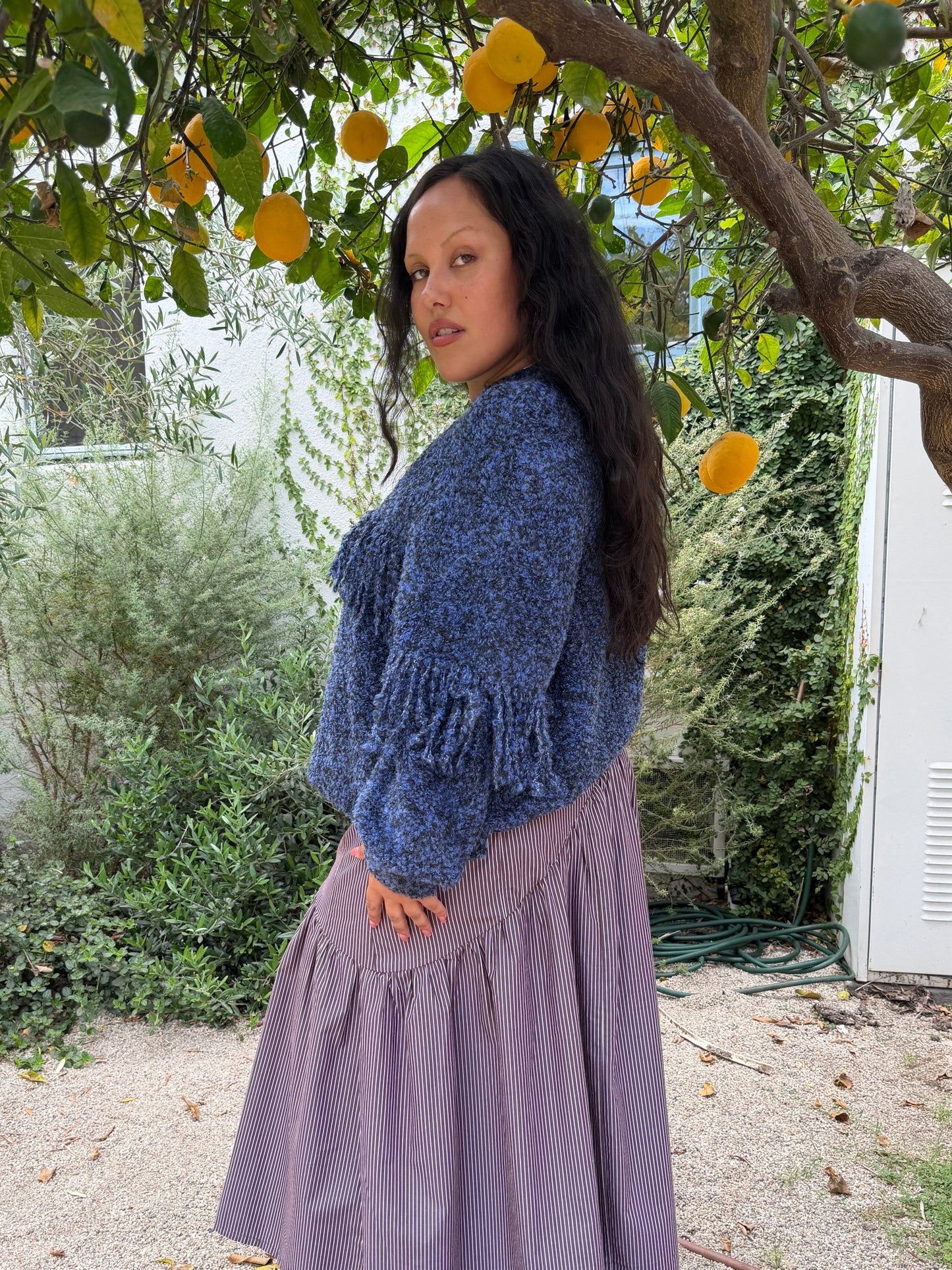 Rowena Fringe Sweater - Salt & Pepper