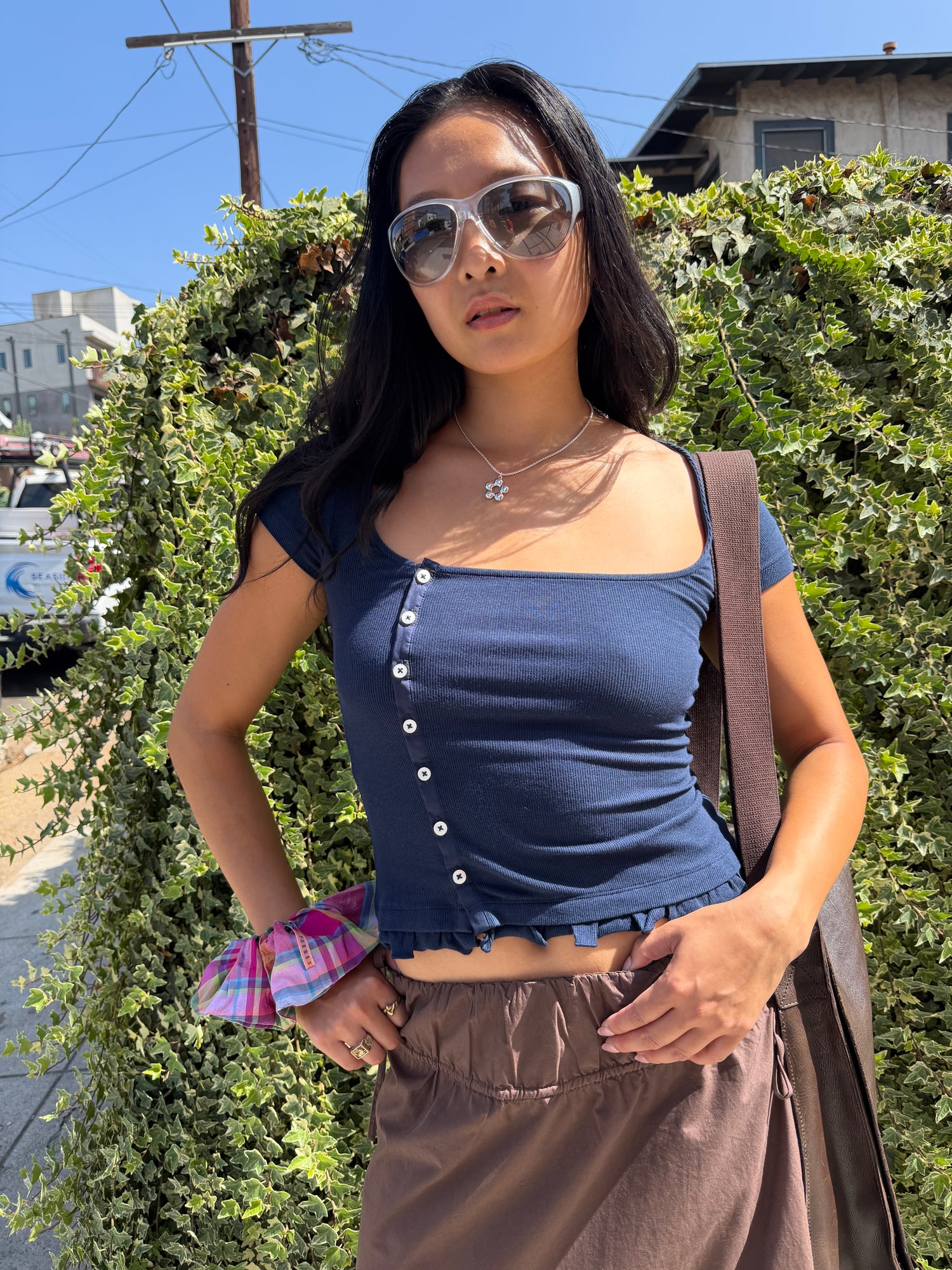 Posie Short Sleeve Top - Navy