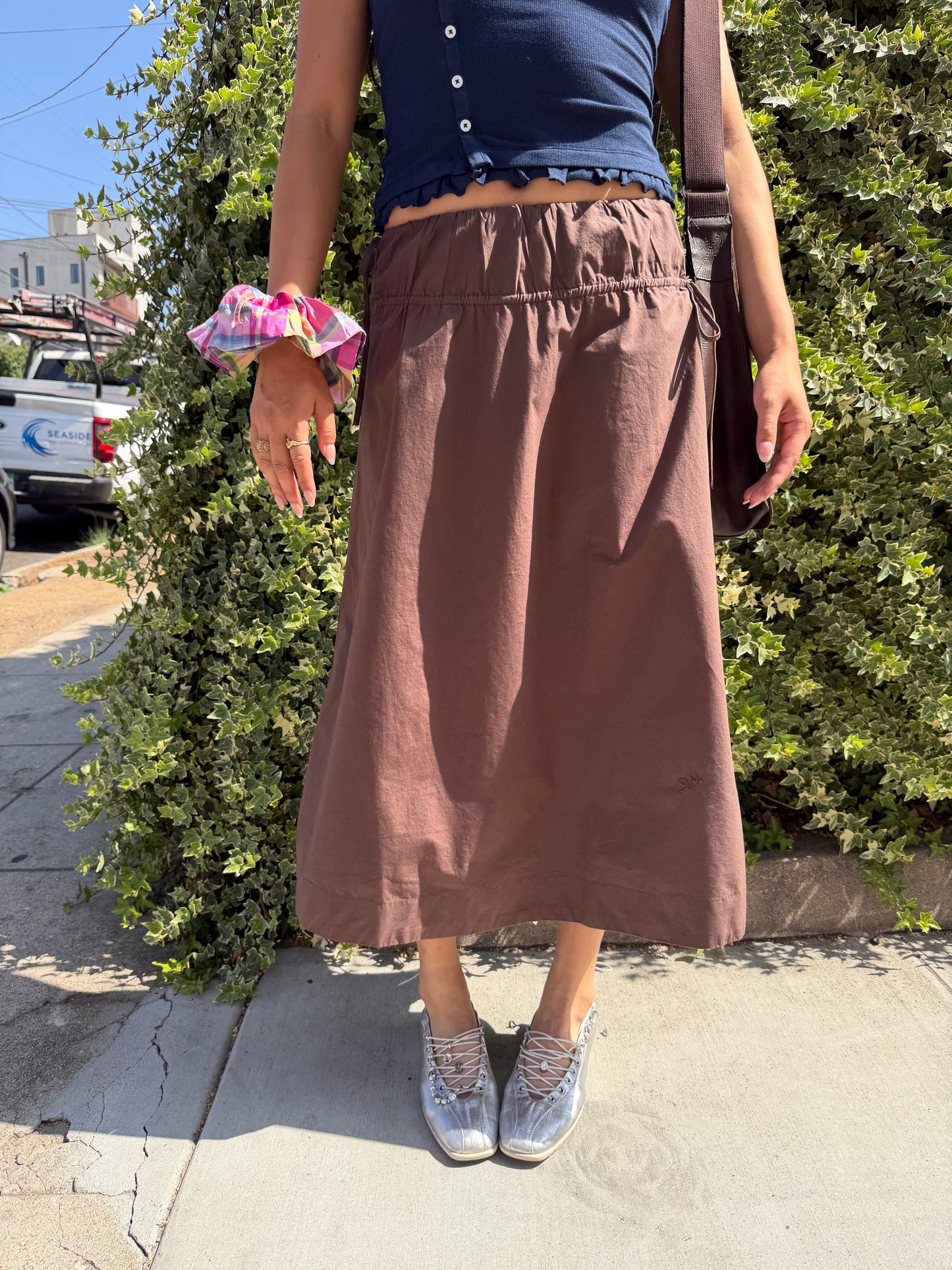 Caspia Volume Midi Skirt - Chocolate
