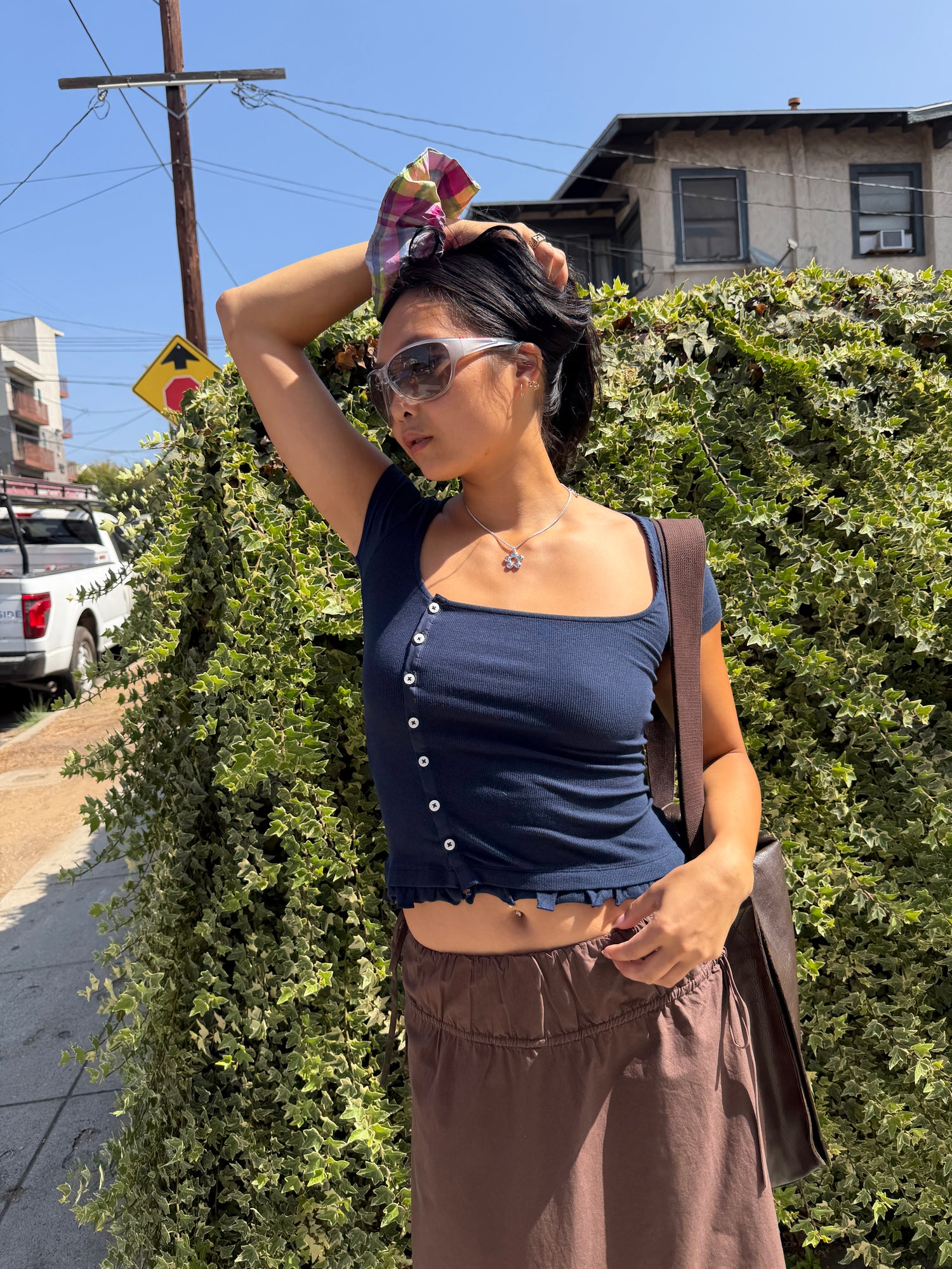 Posie Short Sleeve Top - Navy