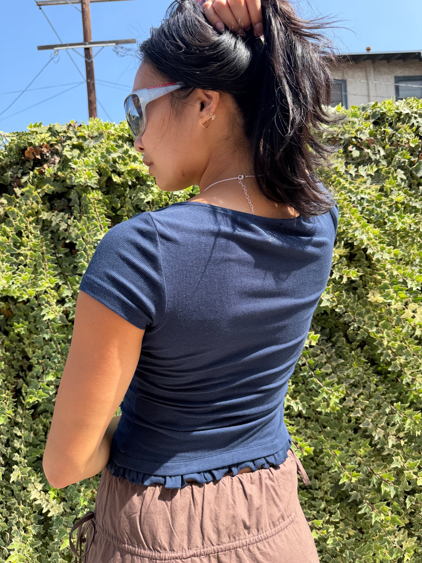 Posie Short Sleeve Top - Navy