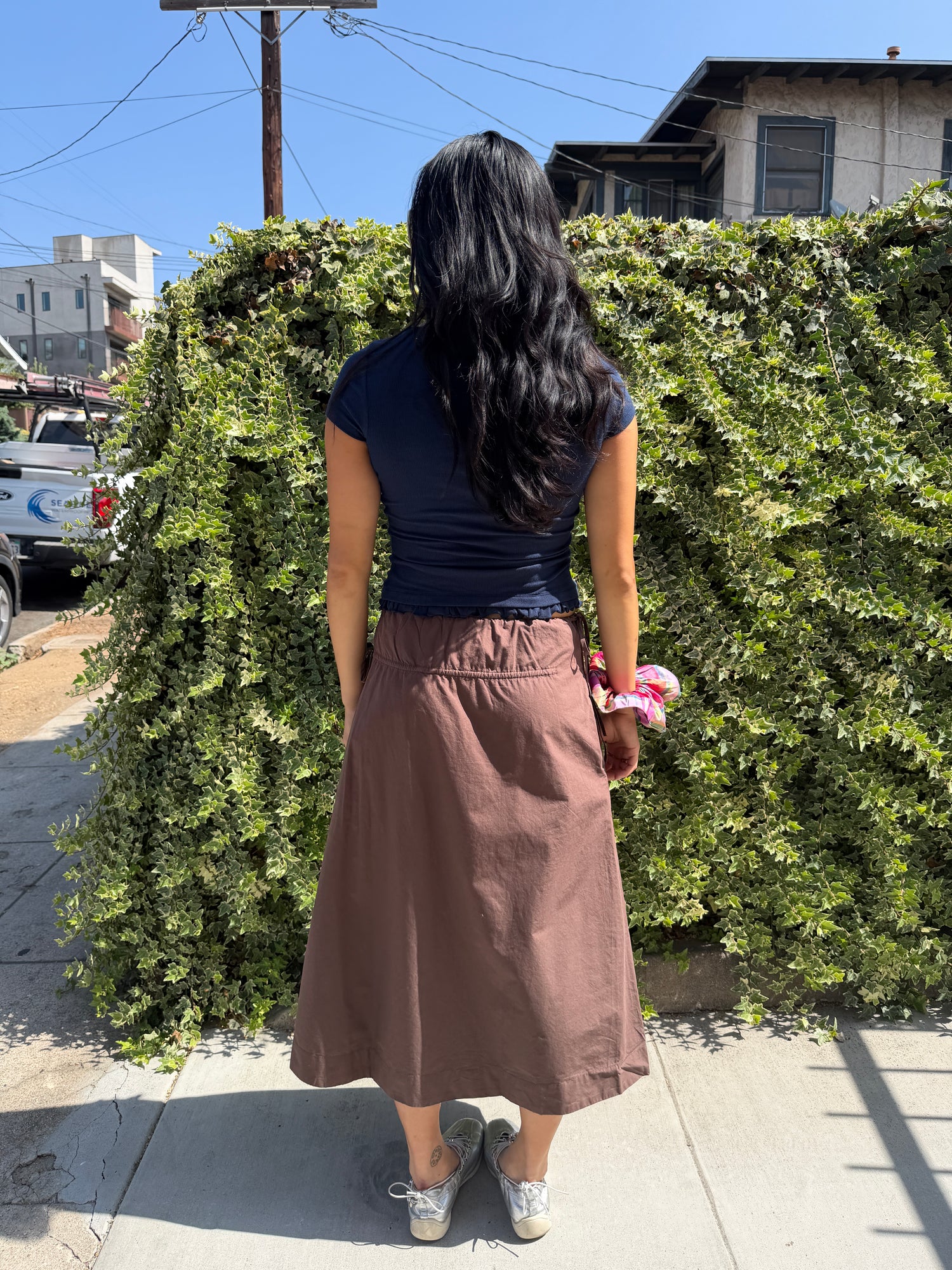 Caspia Volume Midi Skirt - Chocolate