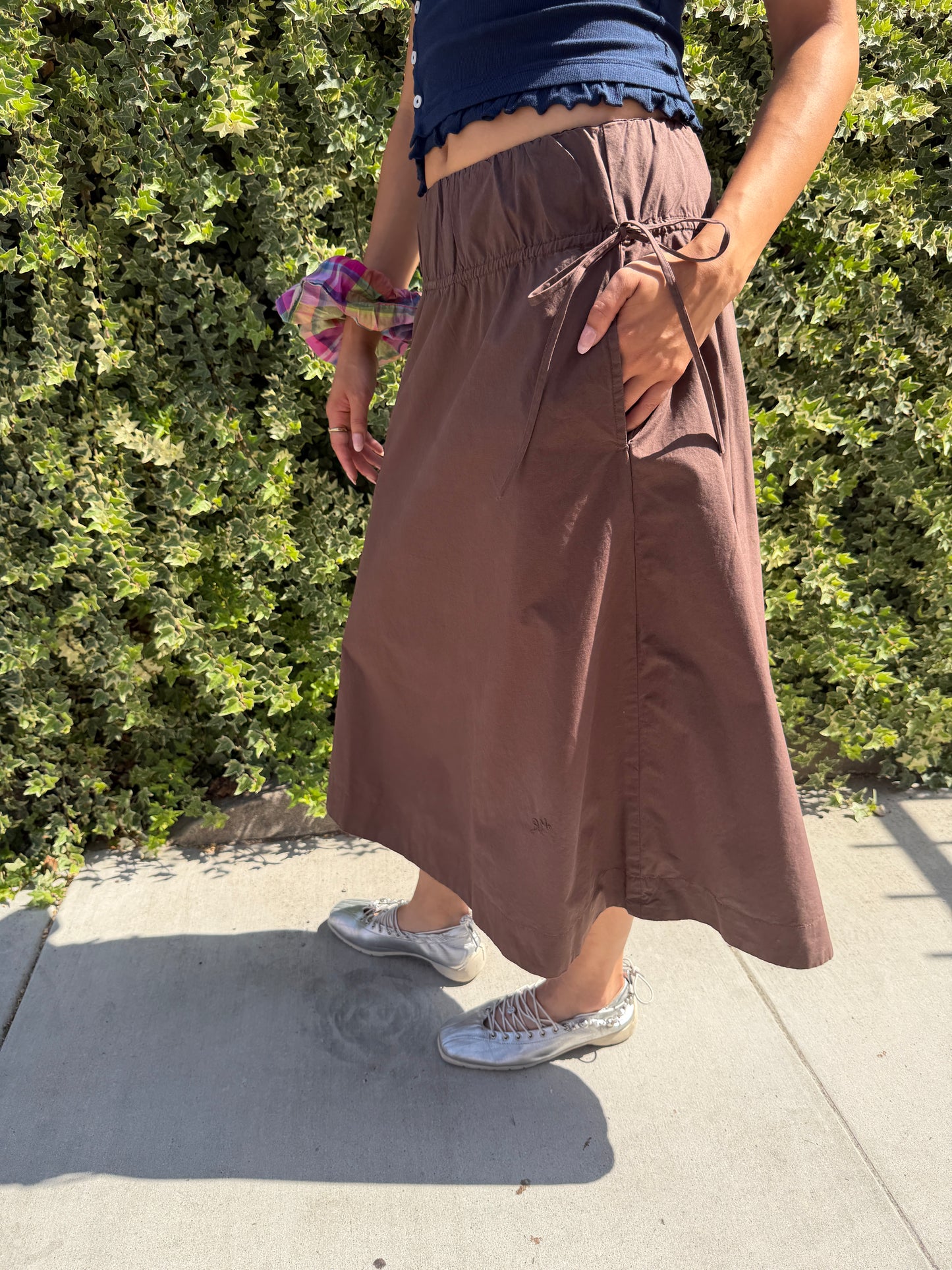 Caspia Volume Midi Skirt - Chocolate