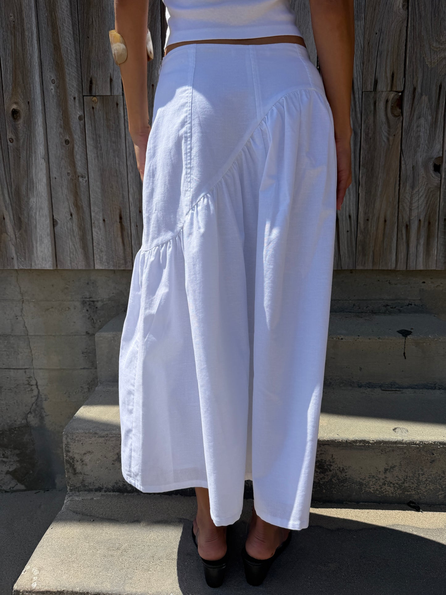 Maeve Midi Skirt - White Linen