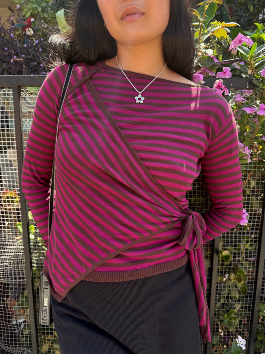 Hannie Sheer Tie Jumper - Stripe