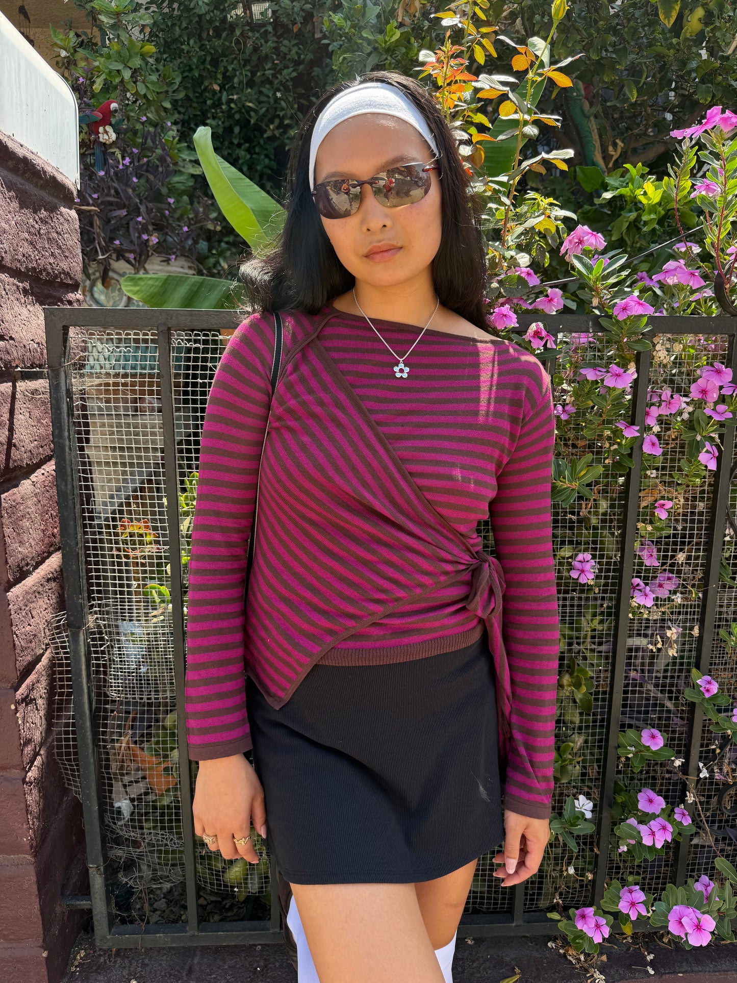 Hannie Sheer Tie Jumper - Stripe