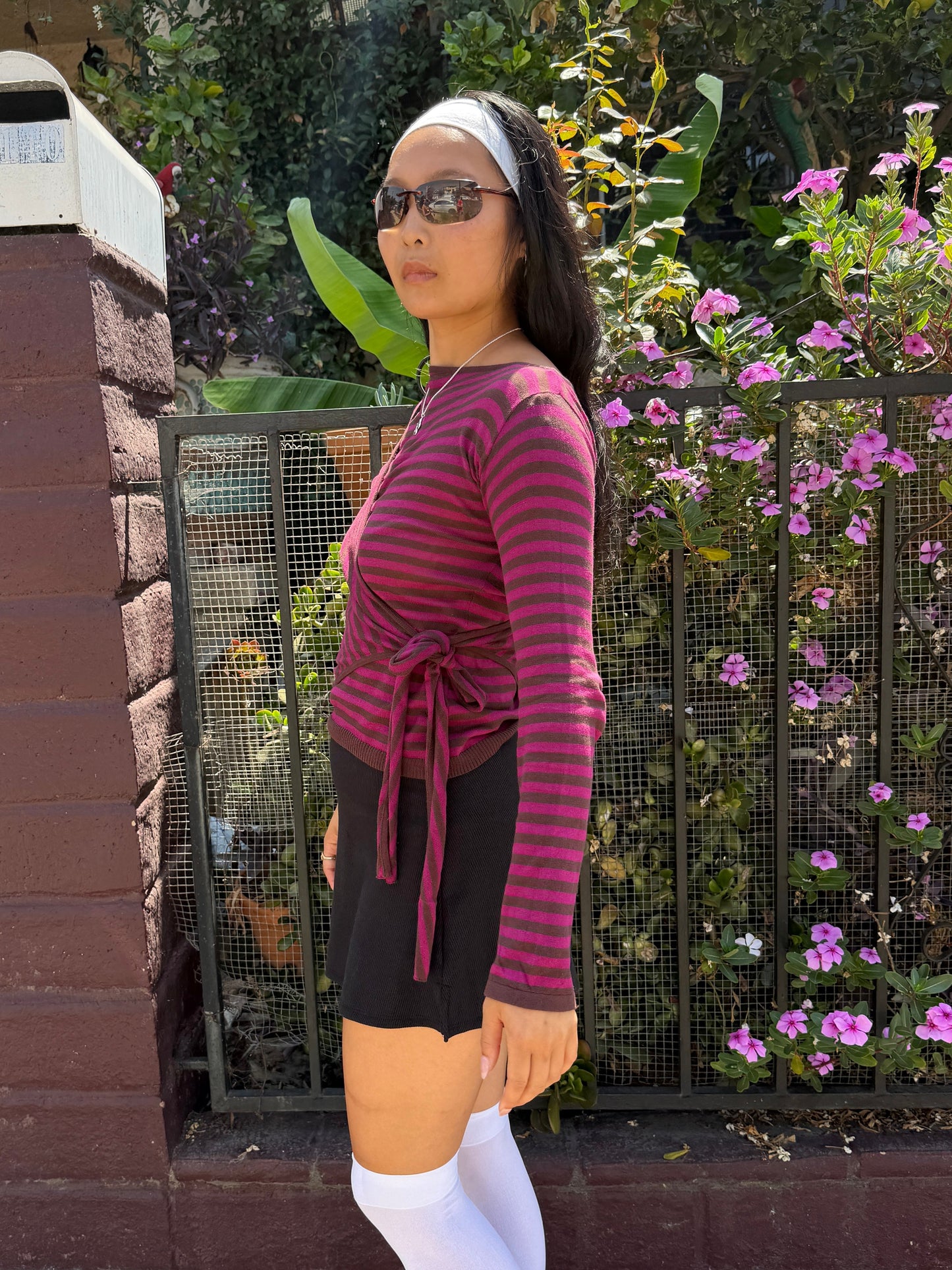 Hannie Sheer Tie Jumper - Stripe