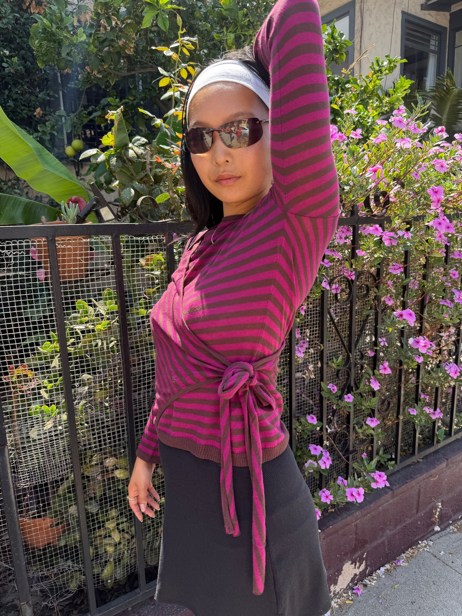 Hannie Sheer Tie Jumper - Stripe