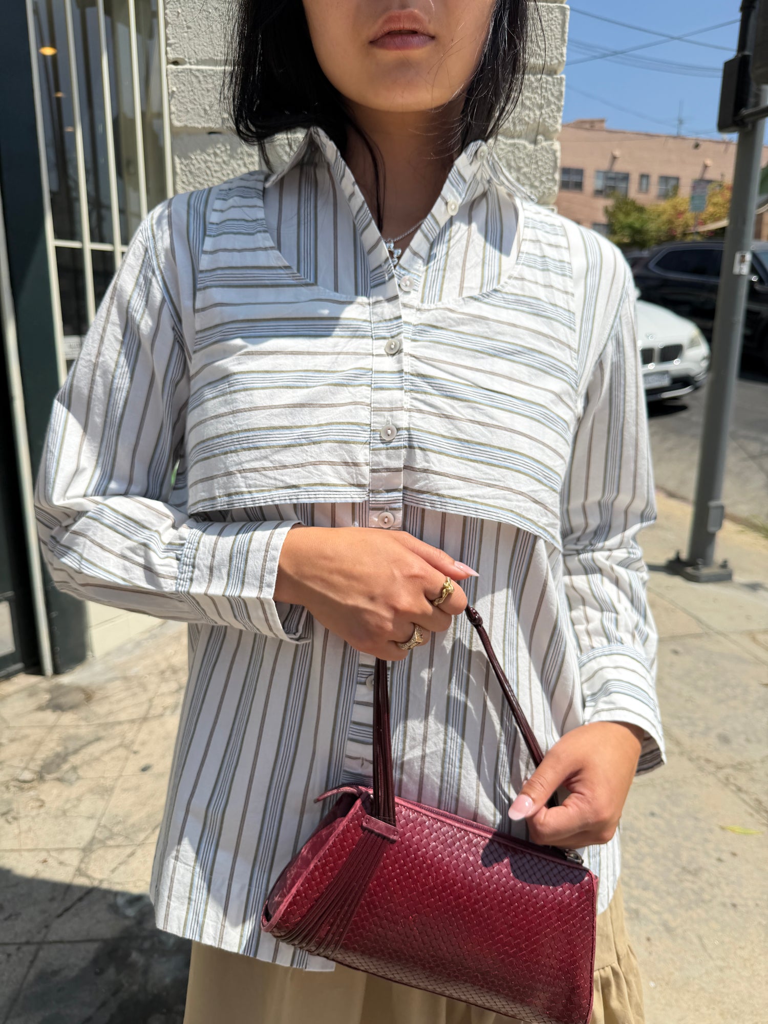 Valeria Double Layer Shirt - Caraway Stripe