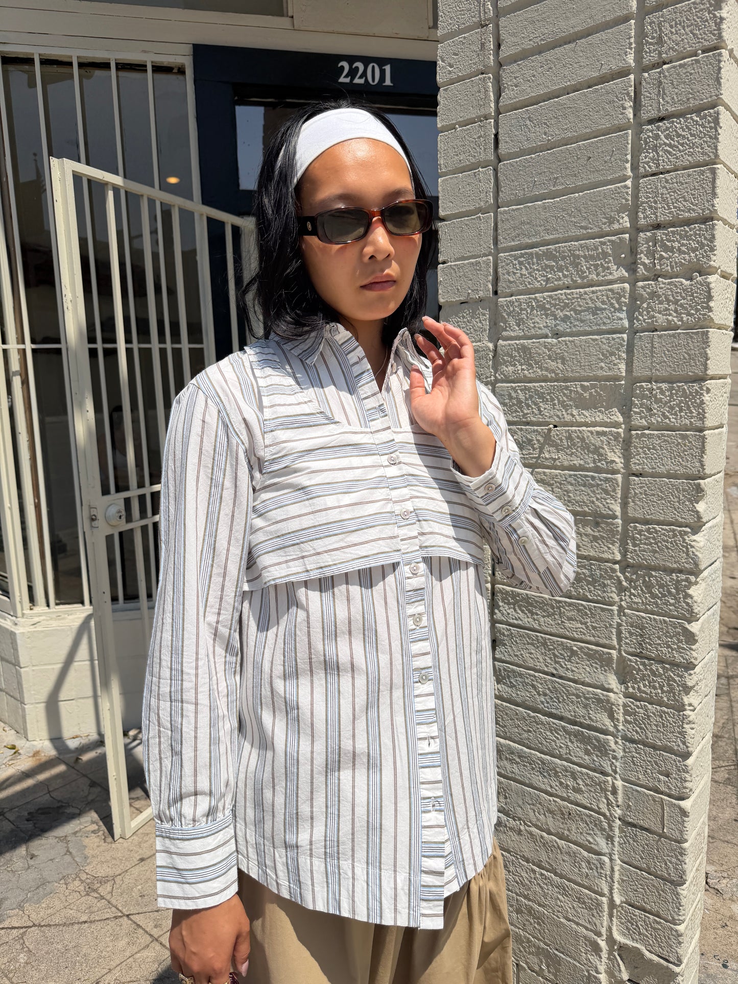 Valeria Double Layer Shirt - Caraway Stripe