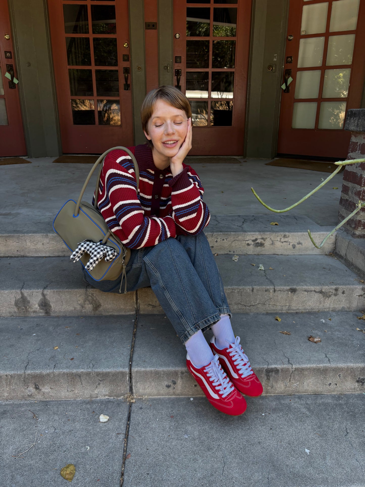Ilona Rugby Striped Jumper - Burgundy Stripe