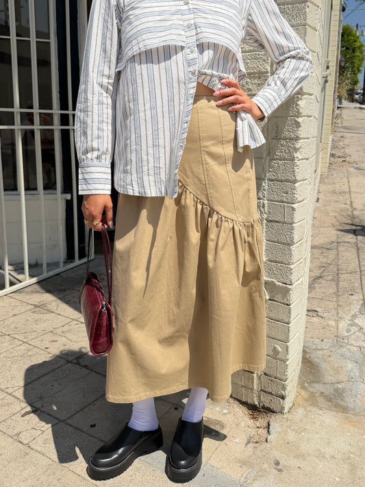 Maeve Midi Skirt - Toast Twill