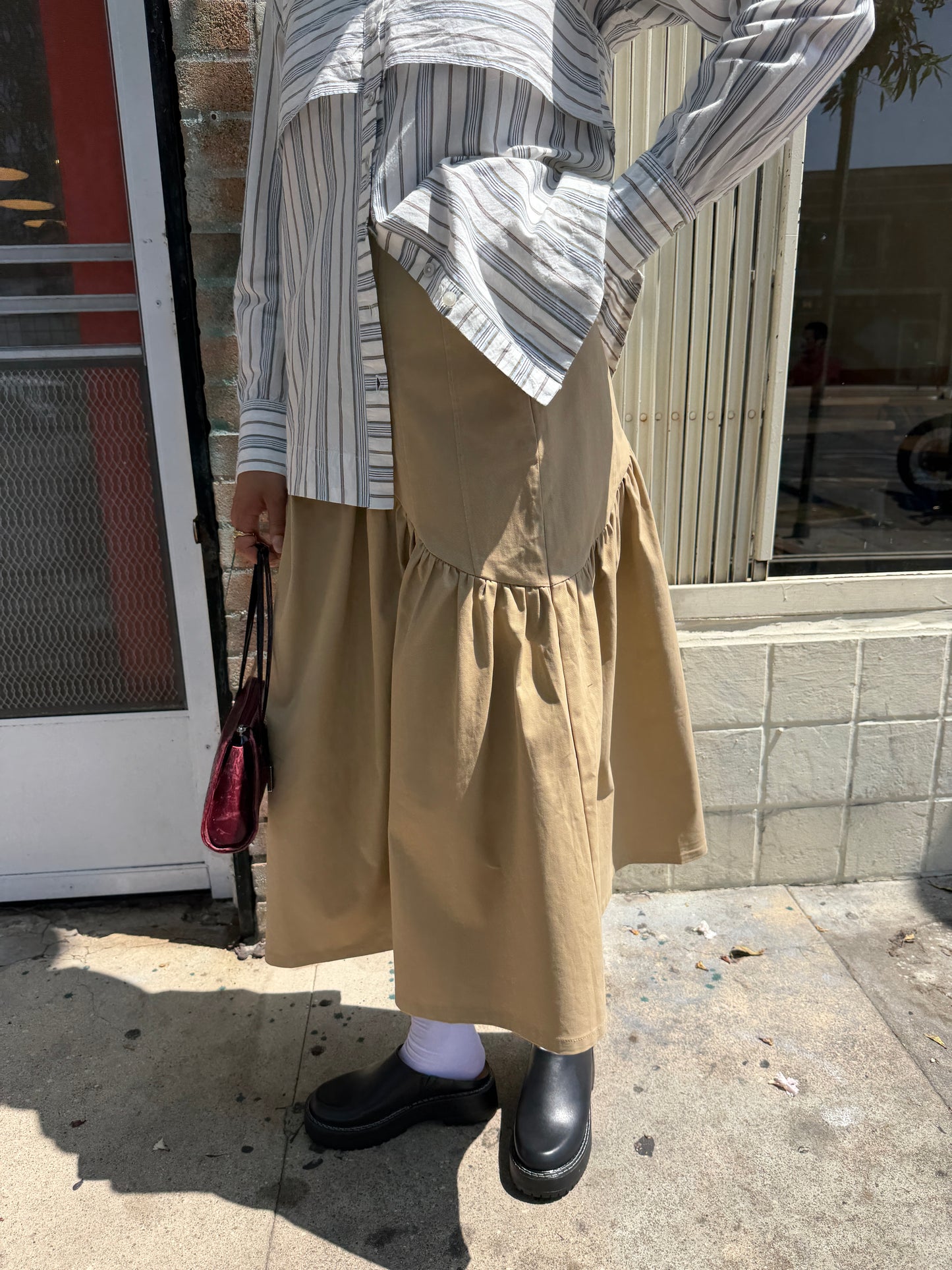 Maeve Midi Skirt - Toast Twill