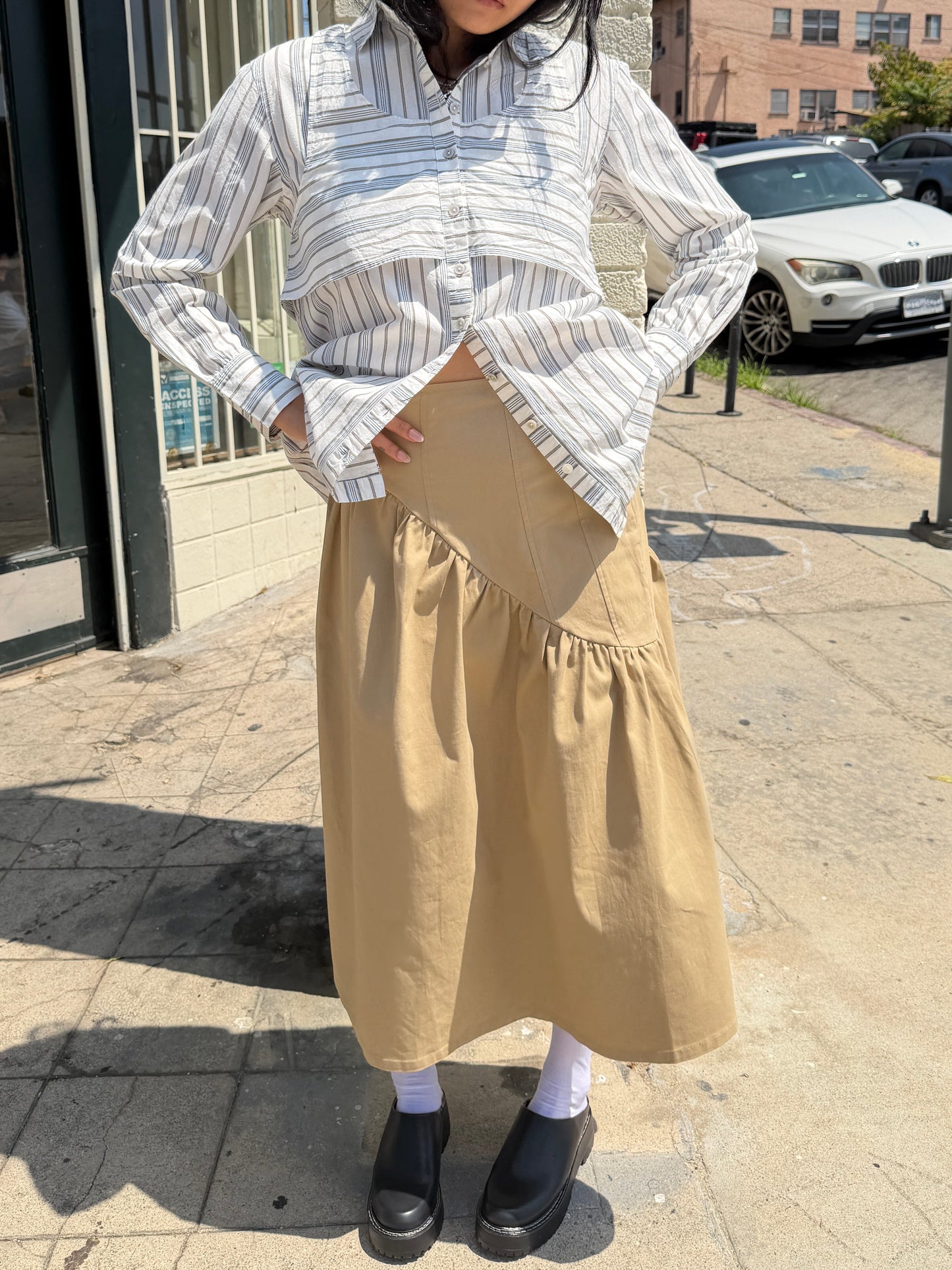 Maeve Midi Skirt - Toast Twill