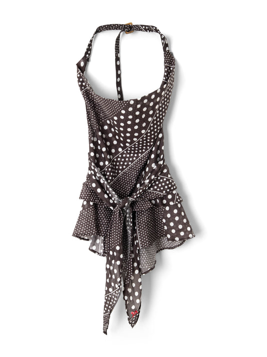 Leandra Halter Cami - Dark Brown Stripe Spot