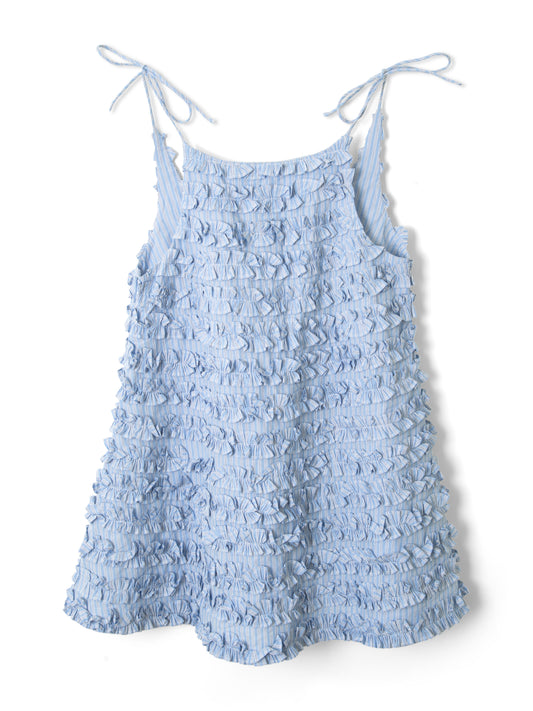 Leili Ruffle Mini Dress - Mini Business Stripe