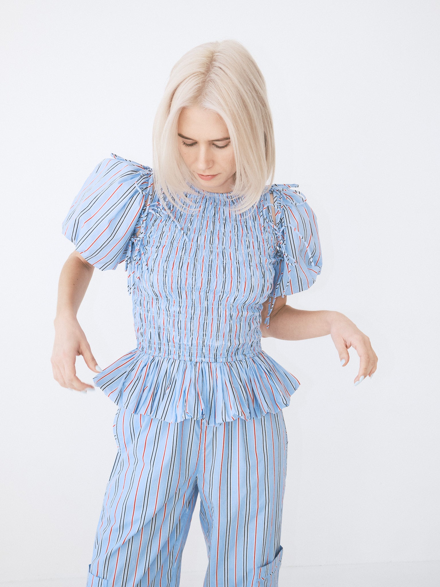 bluelea/big color blouse gingham トップス