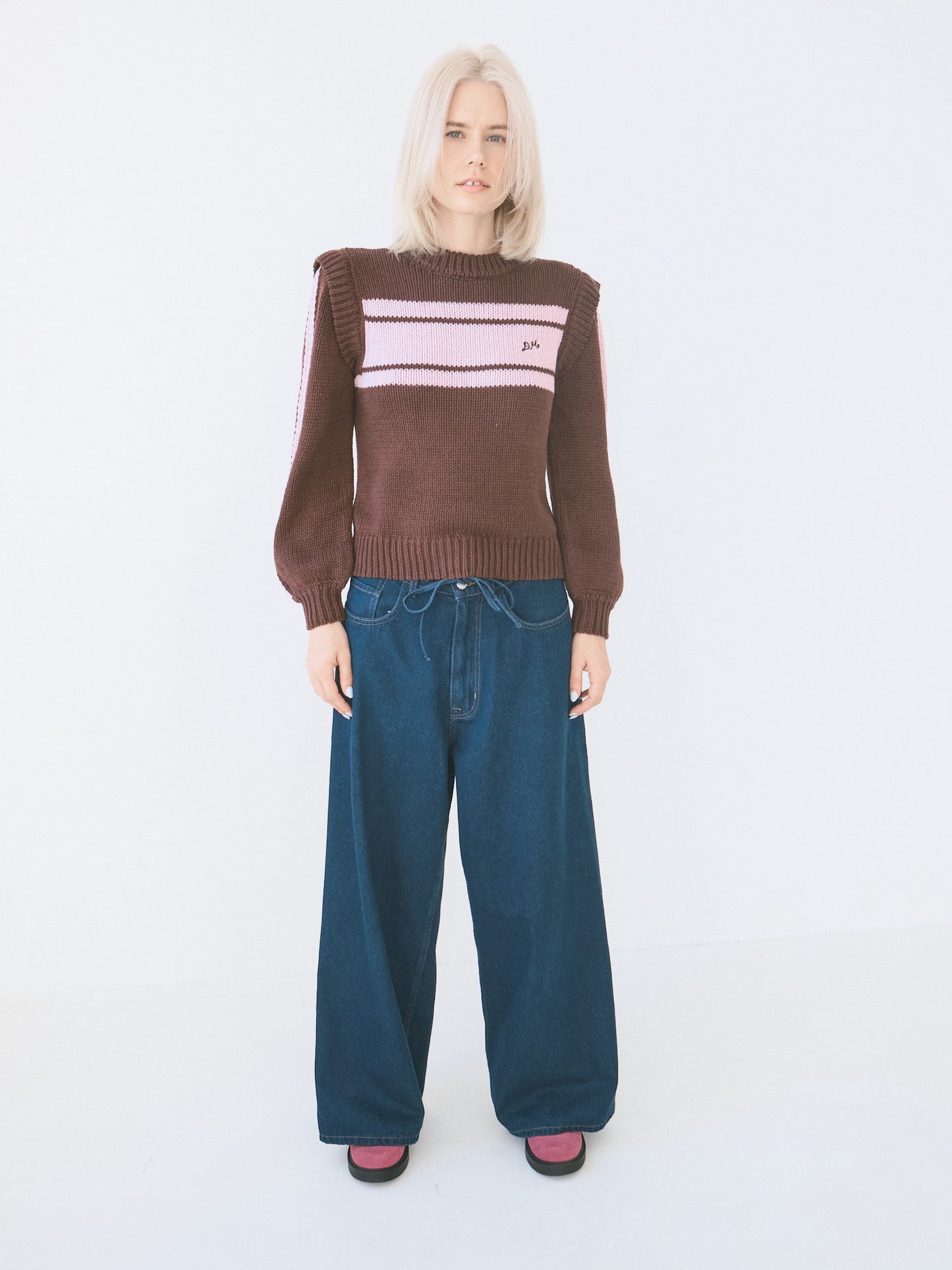 Poppy Crew Neck Jumper - Burg/Lilac