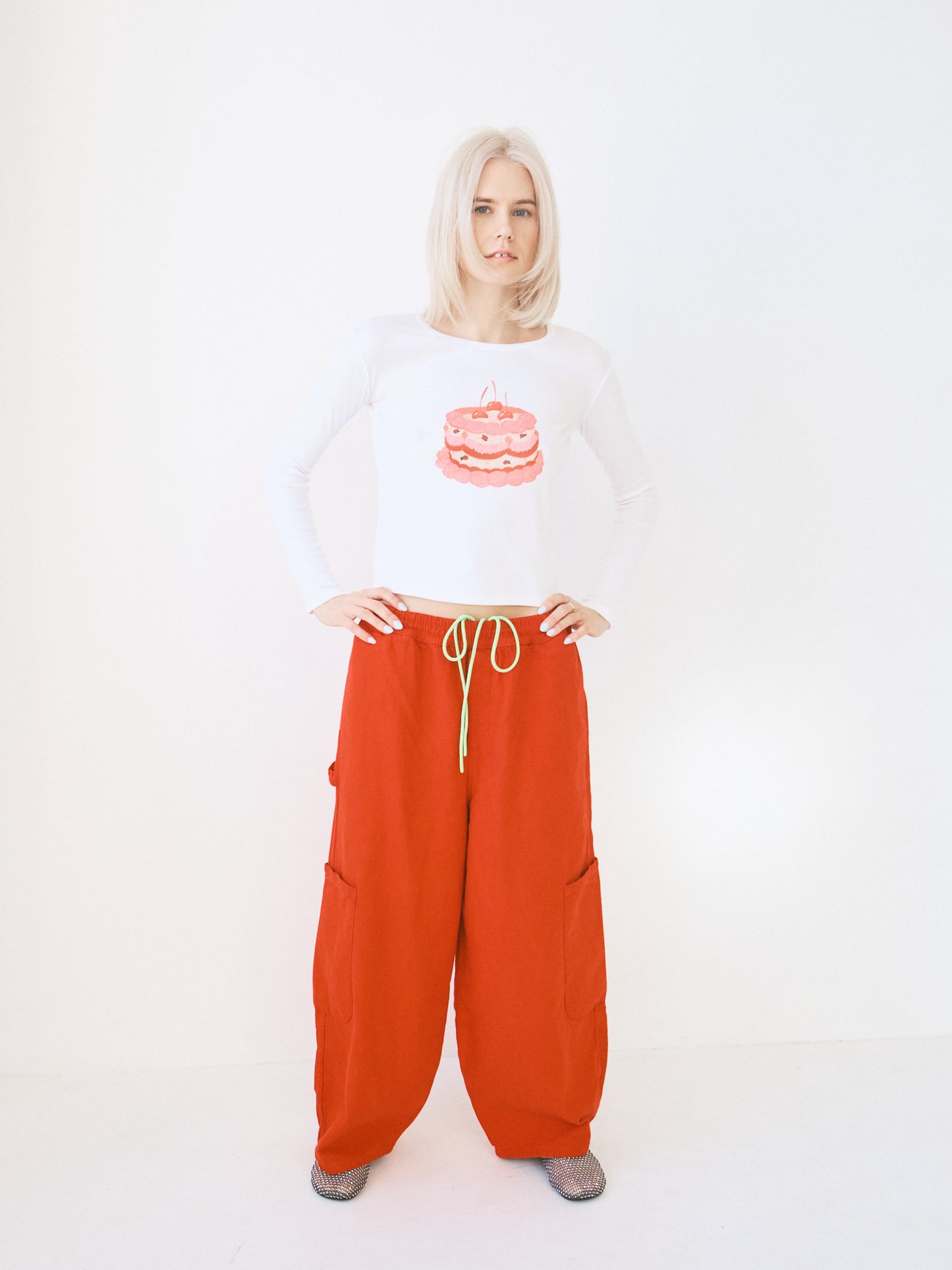 Dana Long Sleeve Tee - White/Cake