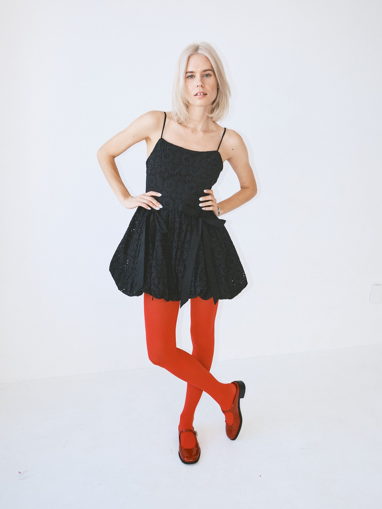 Penelope Mini Dress - Black Broderie