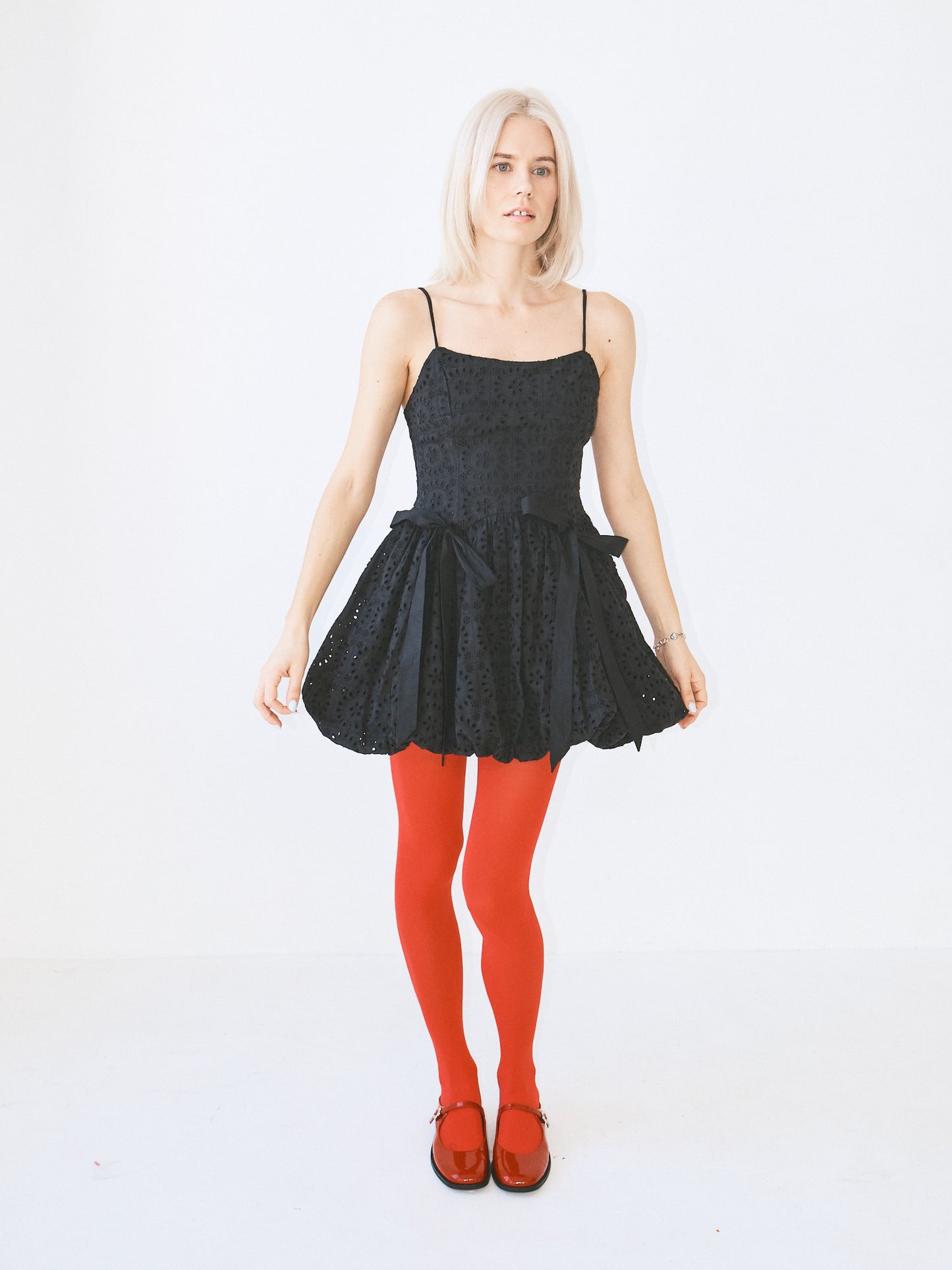 Penelope Mini Dress - Black Broderie