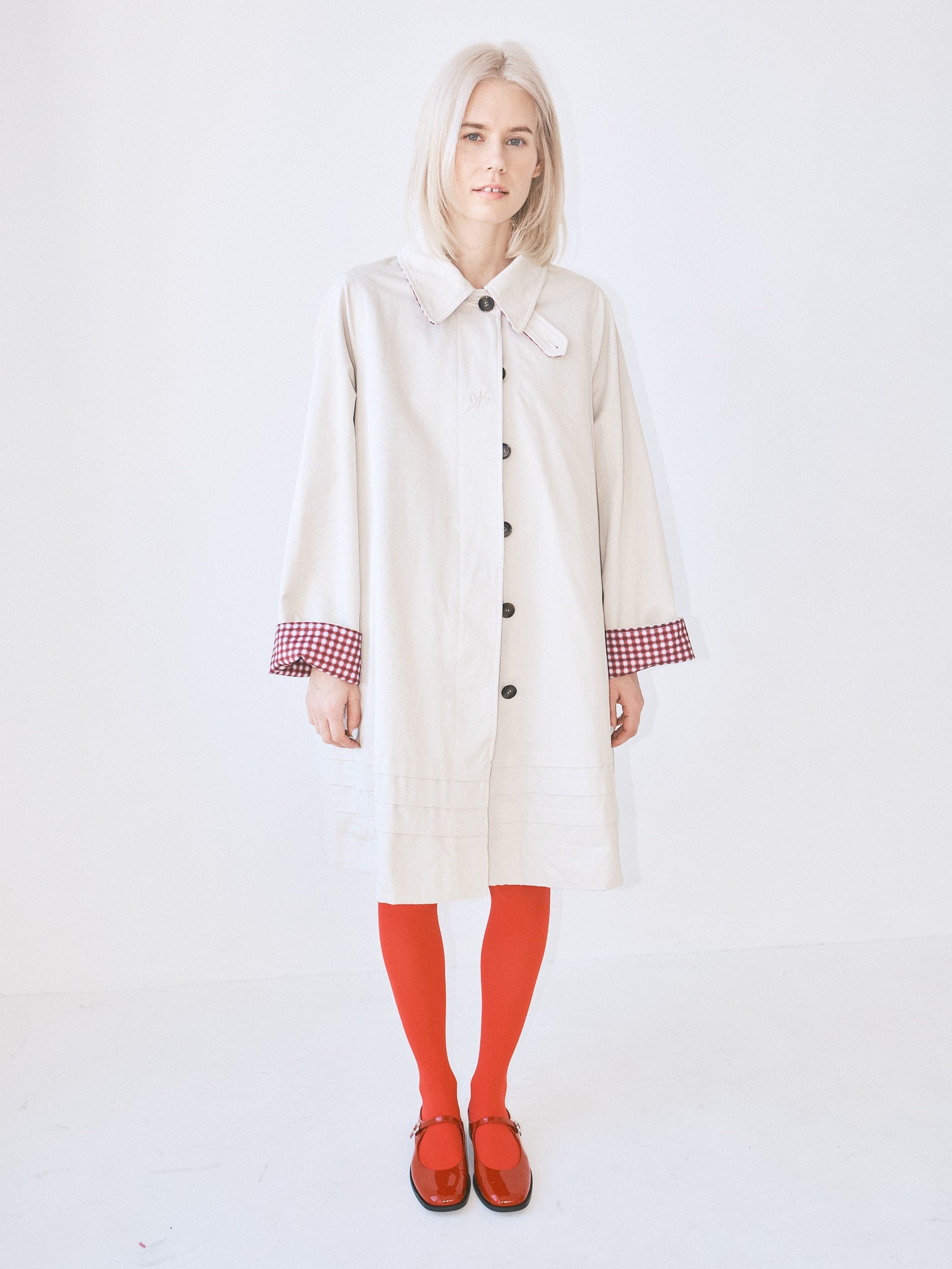 Mercedes Bow Reversible Trench - Gingham and Ecru – Lisa