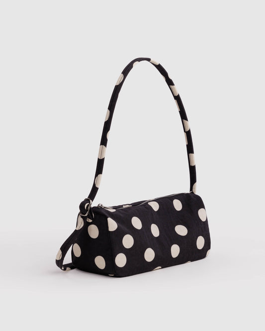Nylon Loaf Bag - Black and Cream Polka Dots