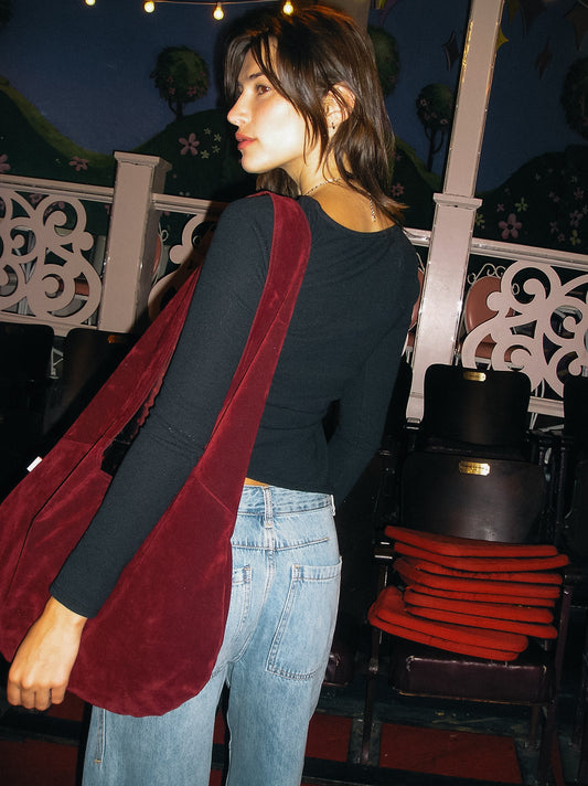 Vera Suede Tote Bag - Wine