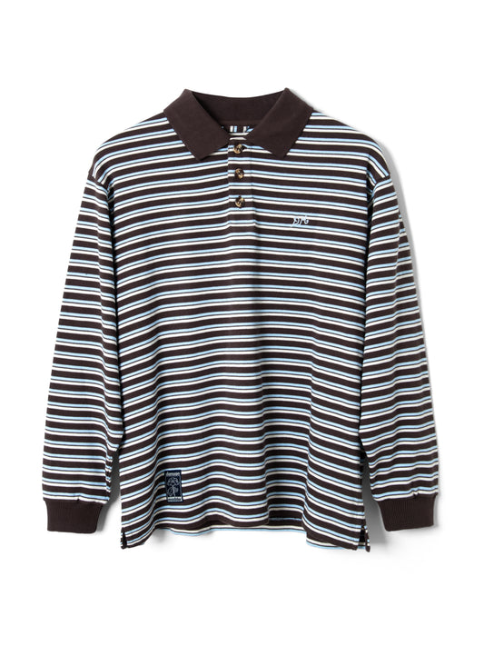Remie Rugby Shirt - Chocolate/Blue Stripe